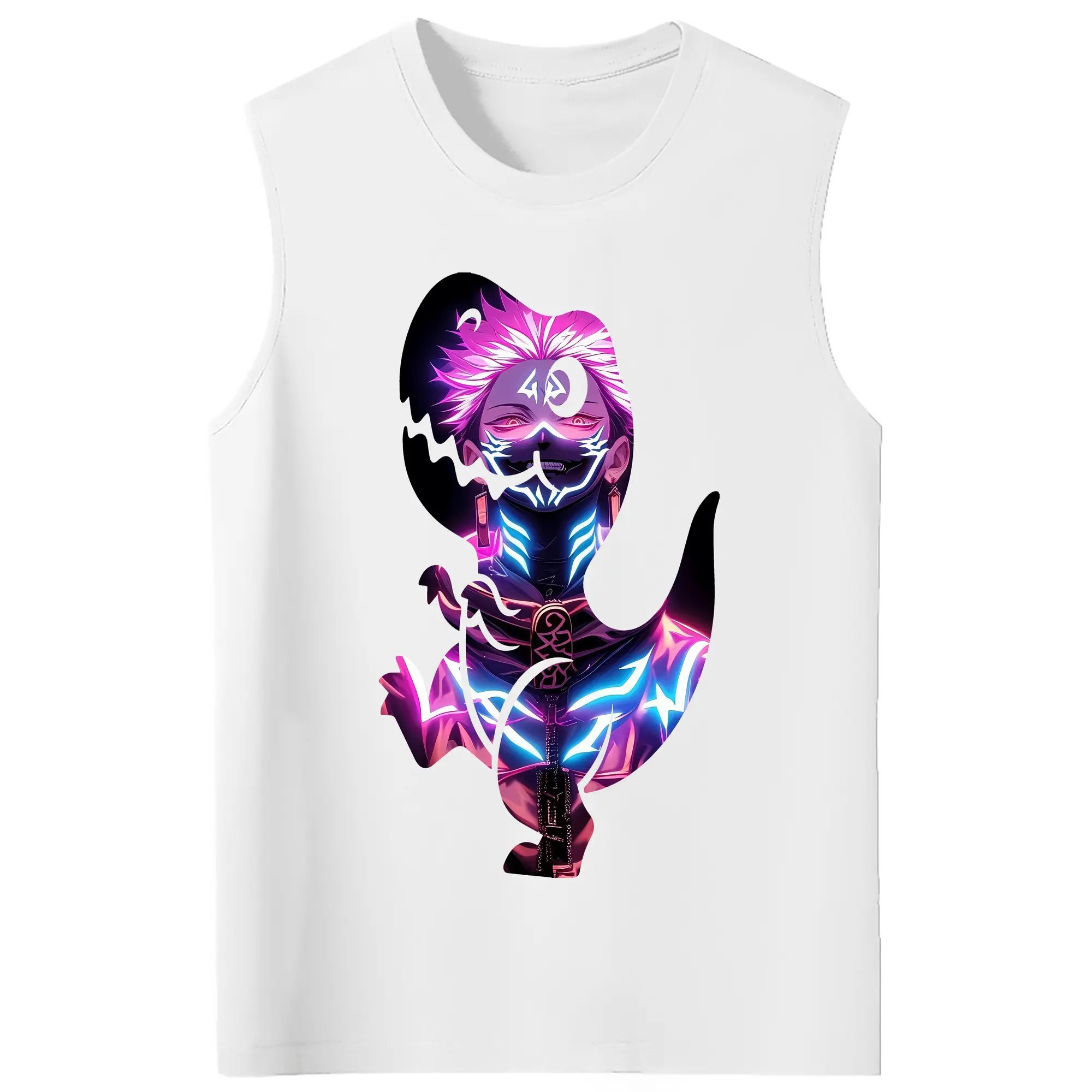 呪術廻戦 グッズ,両面宿儺 - コットン100％ タンクトップ ・ フロントプリント ・ タイトフィット ・ 快適 通気性 ・ スポーツ カジュアル 散歩用