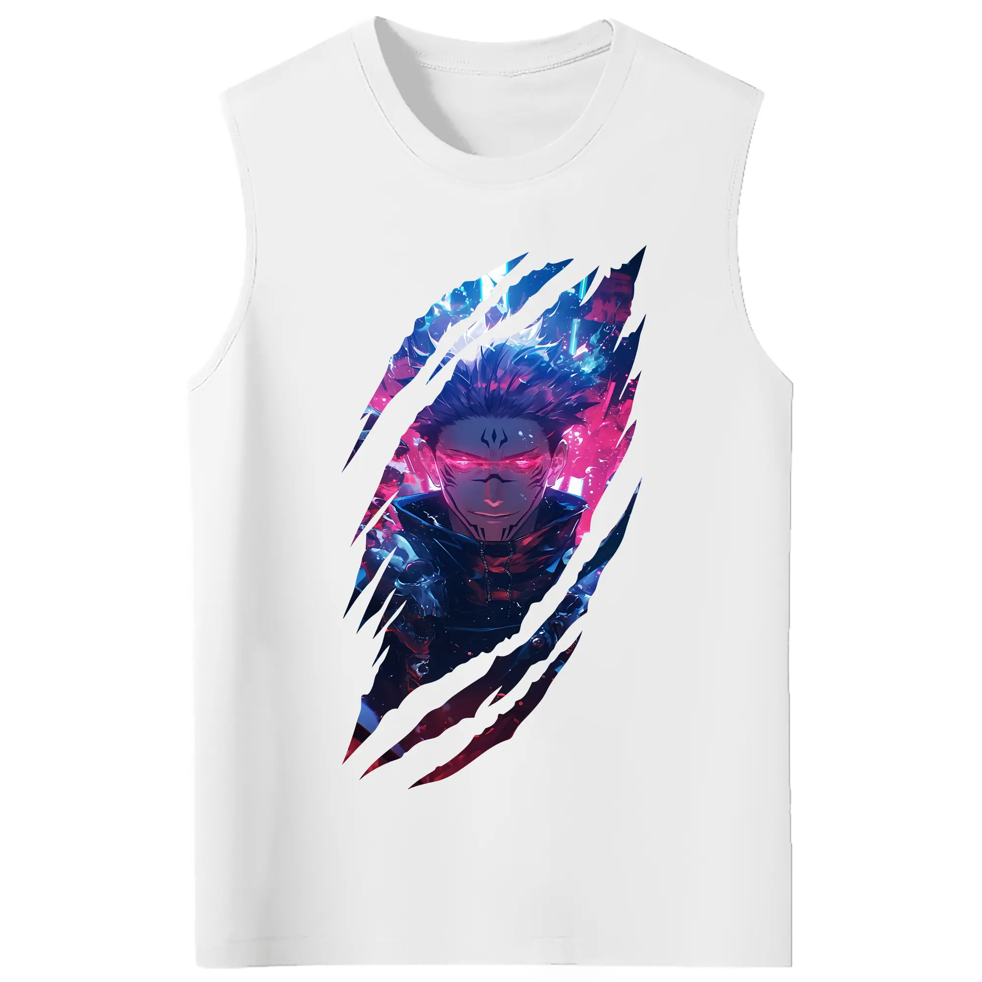 呪術廻戦 グッズ,両面宿儺 - コットン100％ タンクトップ ・ フロントプリント ・ タイトフィット ・ 快適 通気性 ・ スポーツ カジュアル 散歩用