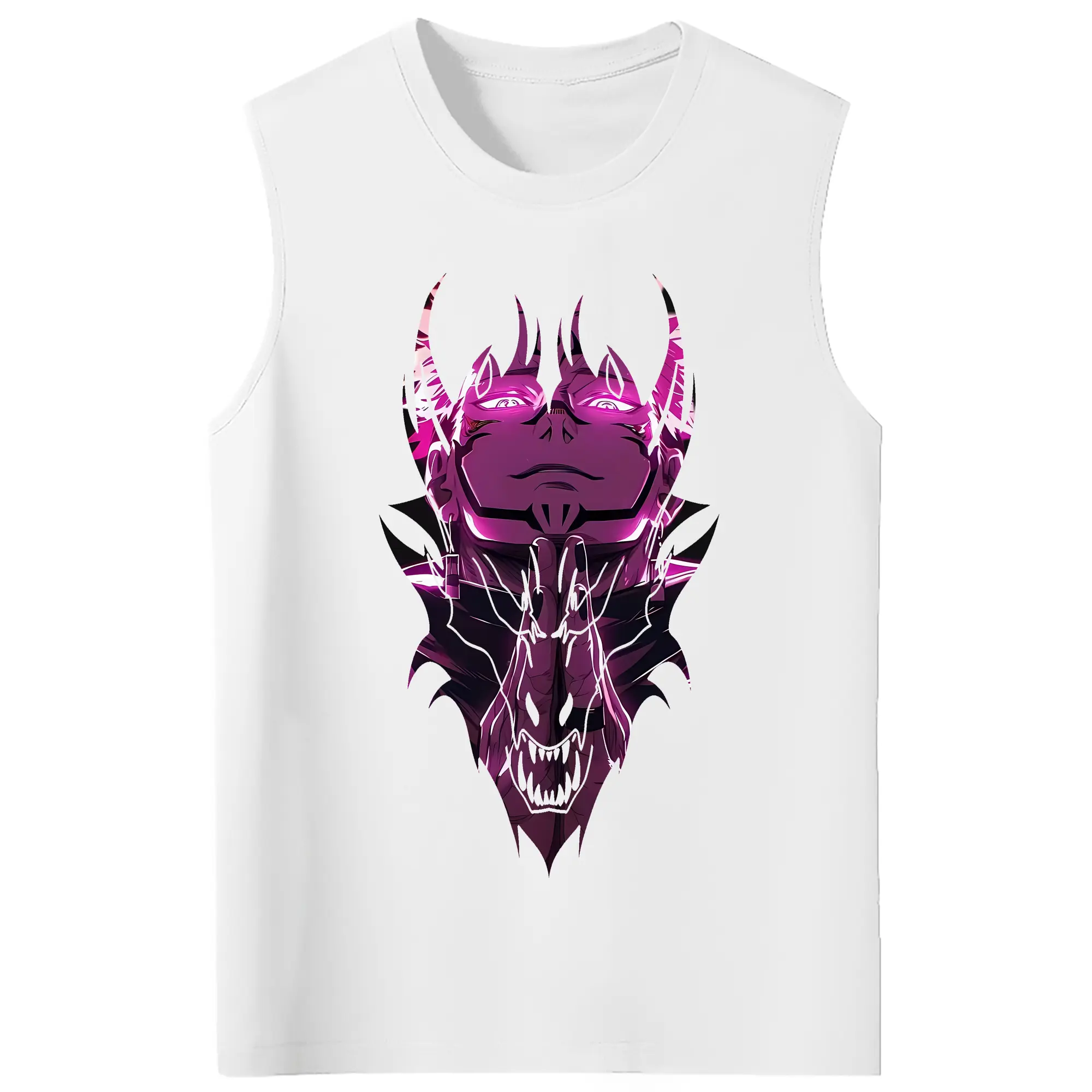 呪術廻戦 グッズ,両面宿儺 - コットン100％ タンクトップ ・ フロントプリント ・ タイトフィット ・ 快適 通気性 ・ スポーツ カジュアル 散歩用