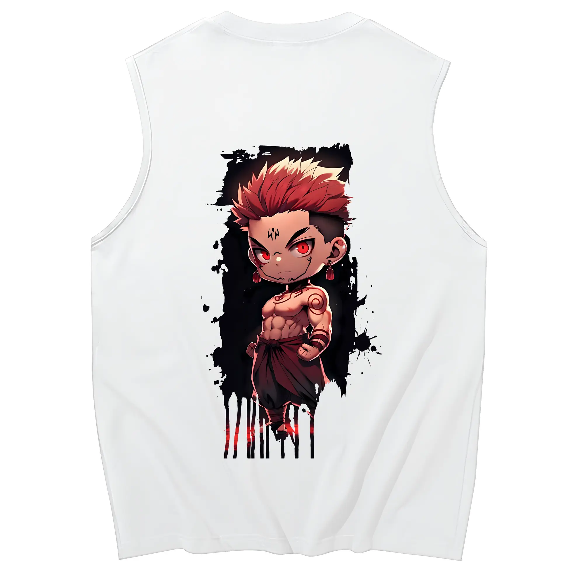 呪術廻戦 グッズ,両面宿儺 - コットン100％ タンクトップ ・ 背面プリント ・ タイトシルエット ・ 快適 通気性 ・ スポーツ カジュアル 散歩用