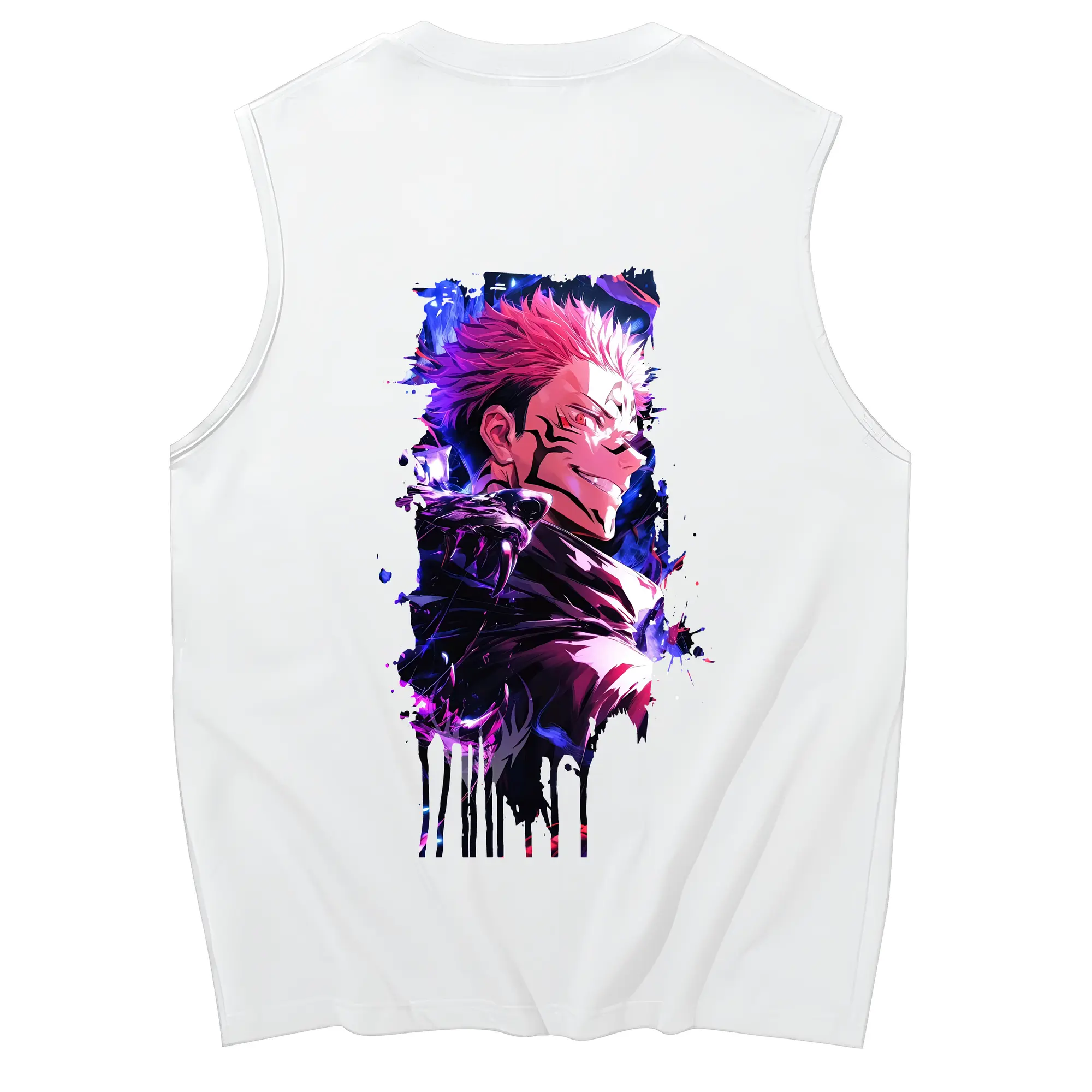 呪術廻戦 グッズ,両面宿儺 - コットン100％ タンクトップ ・ 背面プリント ・ タイトシルエット ・ 快適 通気性 ・ スポーツ カジュアル 散歩用