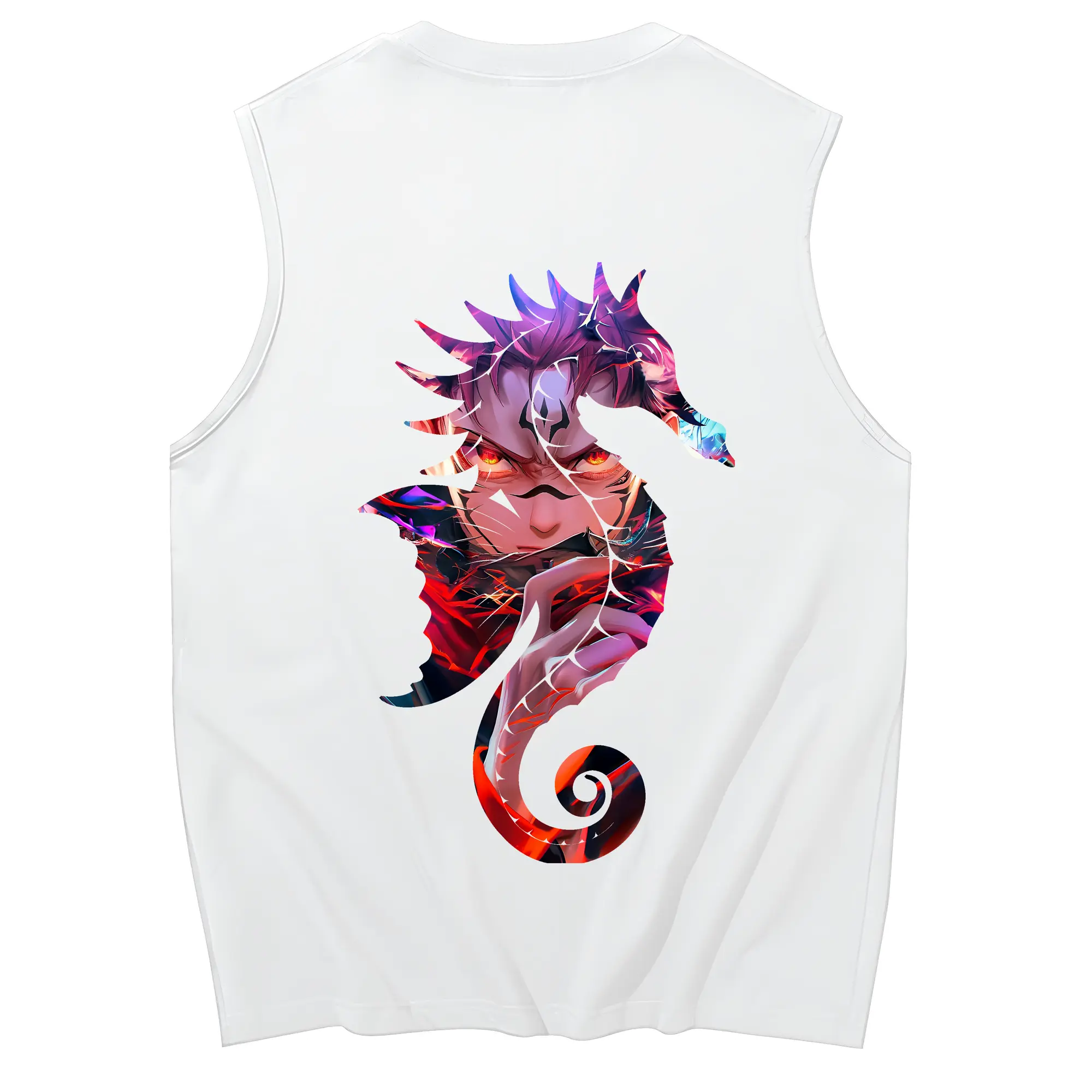 呪術廻戦 グッズ,両面宿儺 - コットン100％ タンクトップ ・ 背面プリント ・ タイトシルエット ・ 快適 通気性 ・ スポーツ カジュアル 散歩用