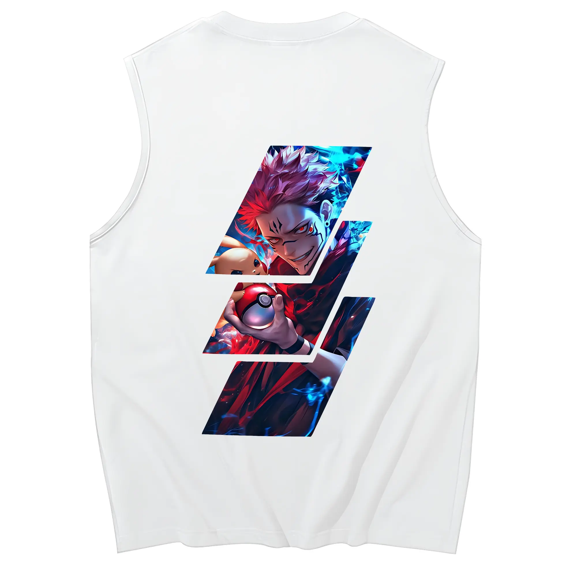 呪術廻戦 グッズ,両面宿儺 - コットン100％ タンクトップ ・ 背面プリント ・ タイトシルエット ・ 快適 通気性 ・ スポーツ カジュアル 散歩用