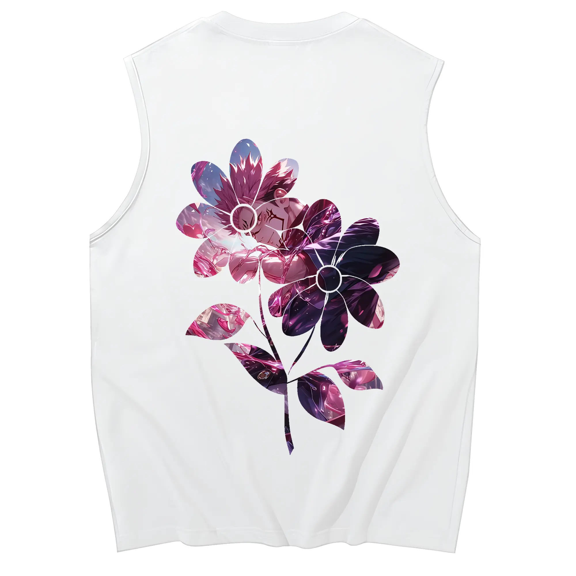 呪術廻戦 グッズ,両面宿儺 - コットン100％ タンクトップ ・ 背面プリント ・ タイトシルエット ・ 快適 通気性 ・ スポーツ カジュアル 散歩用