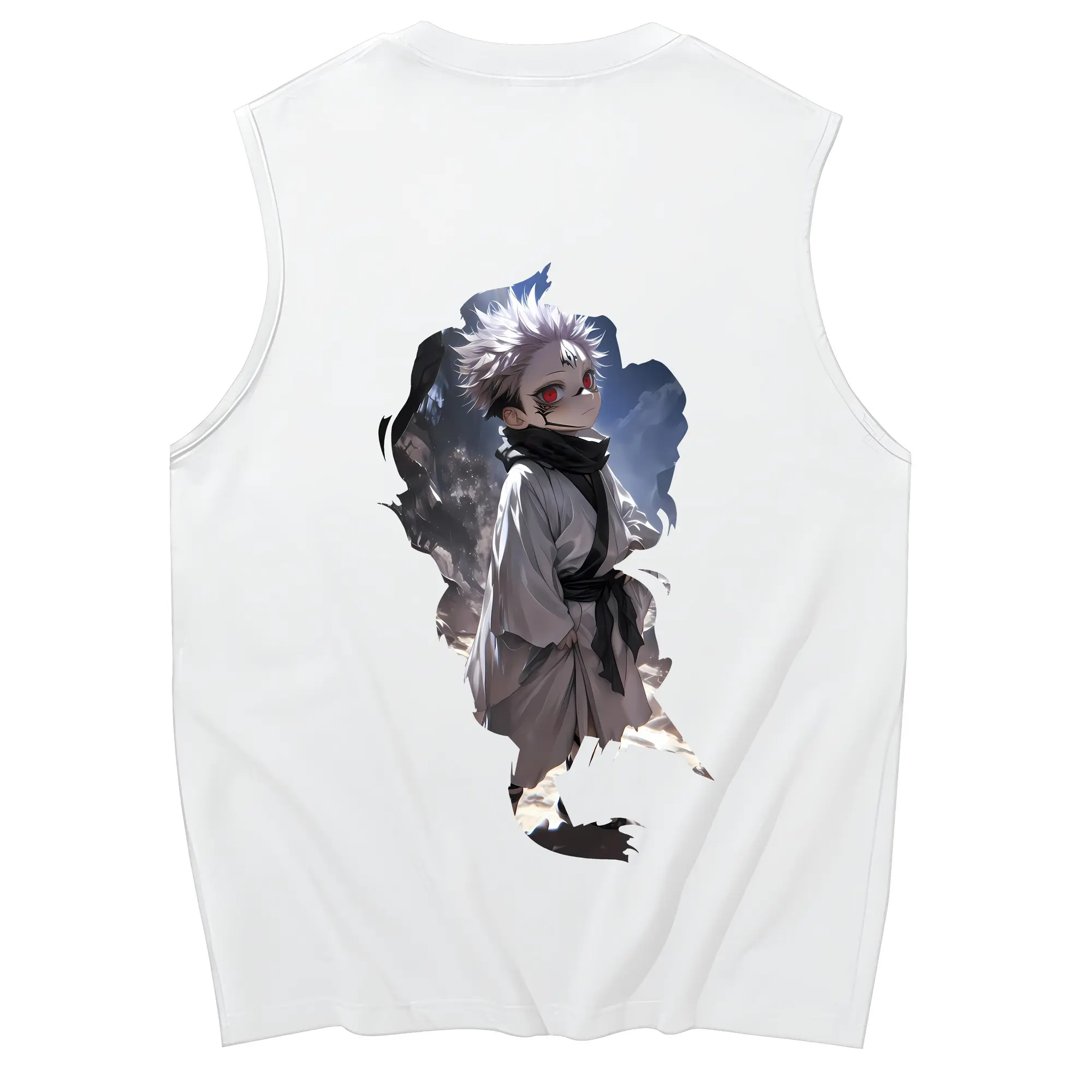 呪術廻戦 グッズ,両面宿儺 - コットン100％ タンクトップ ・ 背面プリント ・ タイトシルエット ・ 快適 通気性 ・ スポーツ カジュアル 散歩用