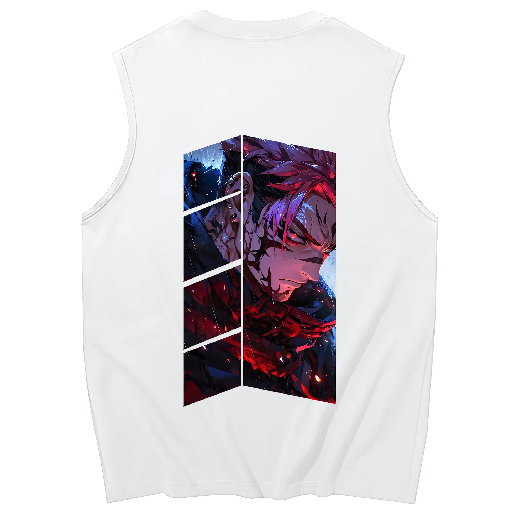呪術廻戦 グッズ,両面宿儺 - コットン100％ タンクトップ ・ 背面プリント ・ タイトシルエット ・ 快適 通気性 ・ スポーツ カジュアル 散歩用