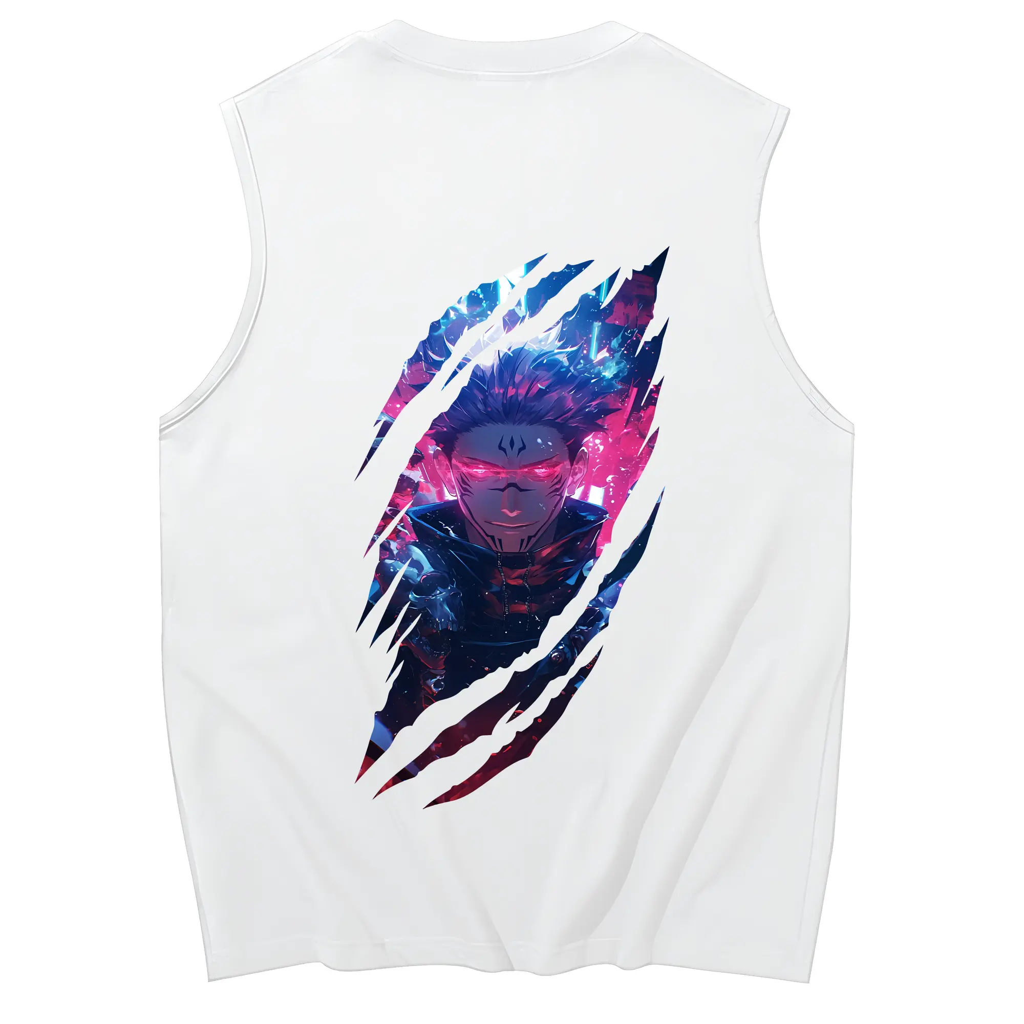 呪術廻戦 グッズ,両面宿儺 - コットン100％ タンクトップ ・ 背面プリント ・ タイトシルエット ・ 快適 通気性 ・ スポーツ カジュアル 散歩用