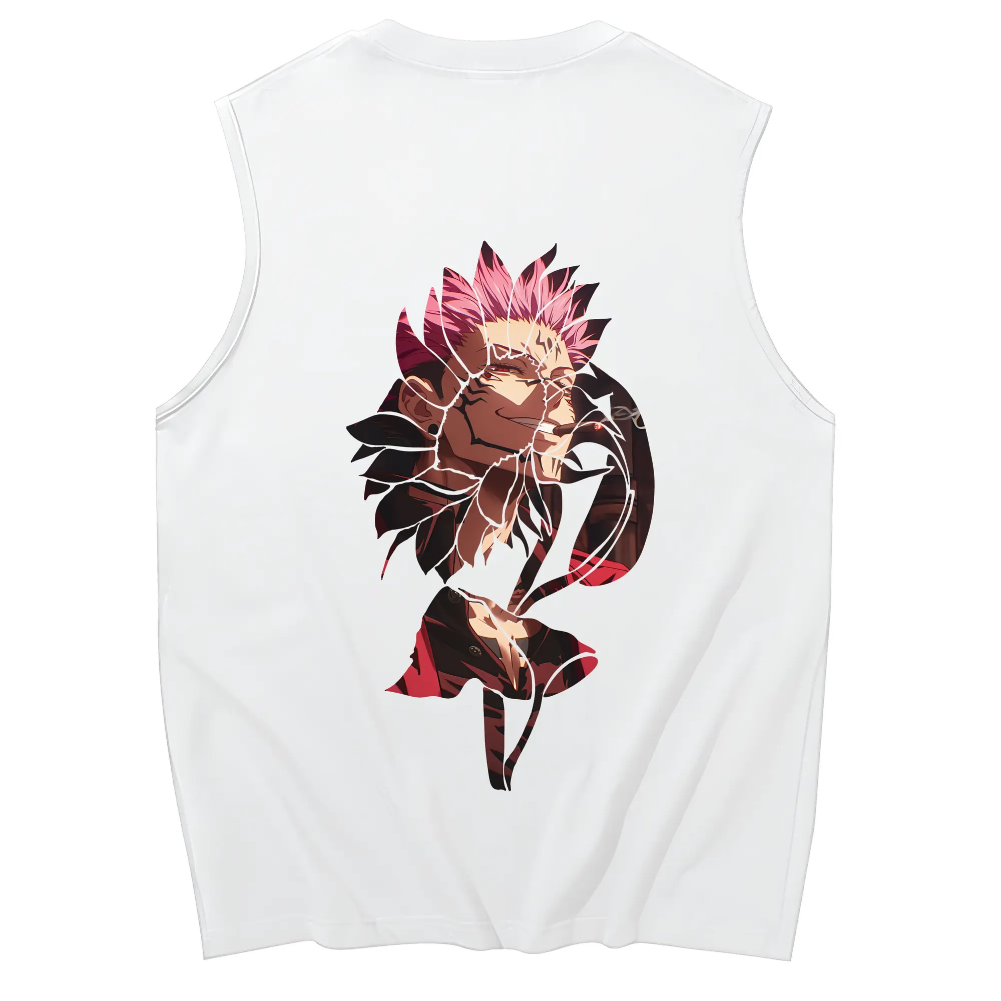 呪術廻戦 グッズ,両面宿儺 - コットン100％ タンクトップ ・ 背面プリント ・ タイトシルエット ・ 快適 通気性 ・ スポーツ カジュアル 散歩用