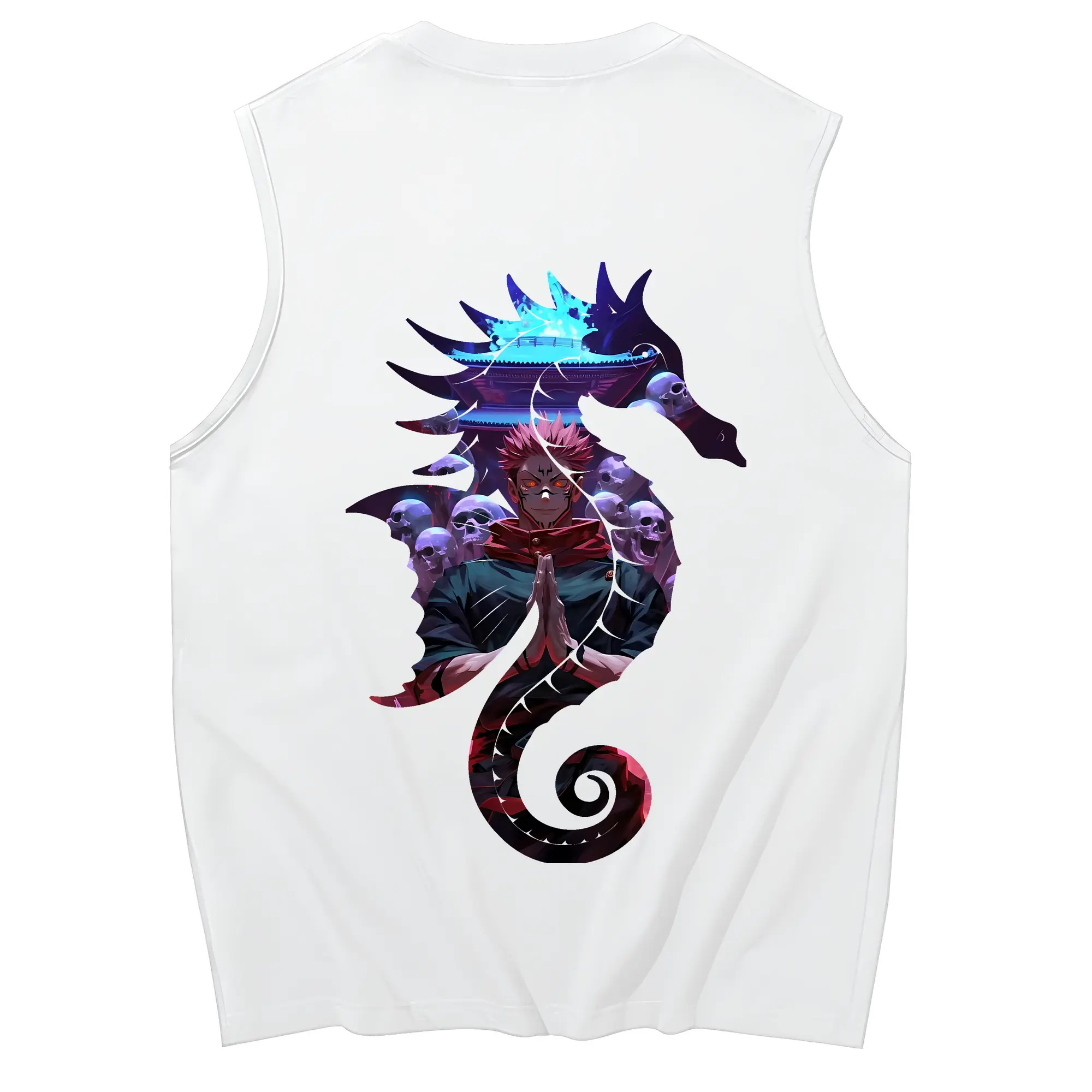 呪術廻戦 グッズ,両面宿儺 - コットン100％ タンクトップ ・ 背面プリント ・ タイトシルエット ・ 快適 通気性 ・ スポーツ カジュアル 散歩用