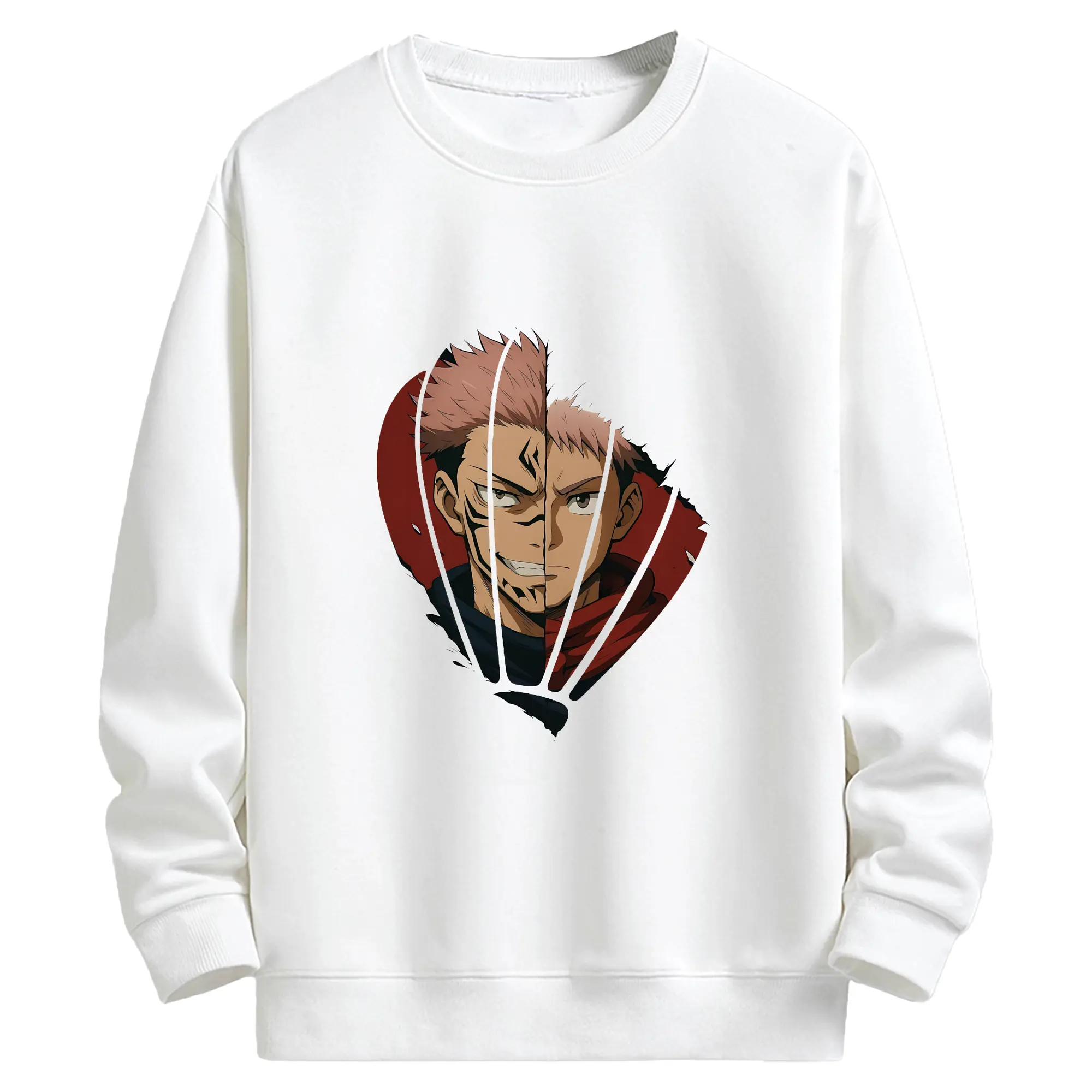 呪術廻戦 グッズ,両面宿儺 - 高品質 クルーネック スウェット ・ コットン59％ ポリエステル41％ ・ ユニセックス 長袖 トレーナー ・ カジュアル デイリー スポーツ 散歩用