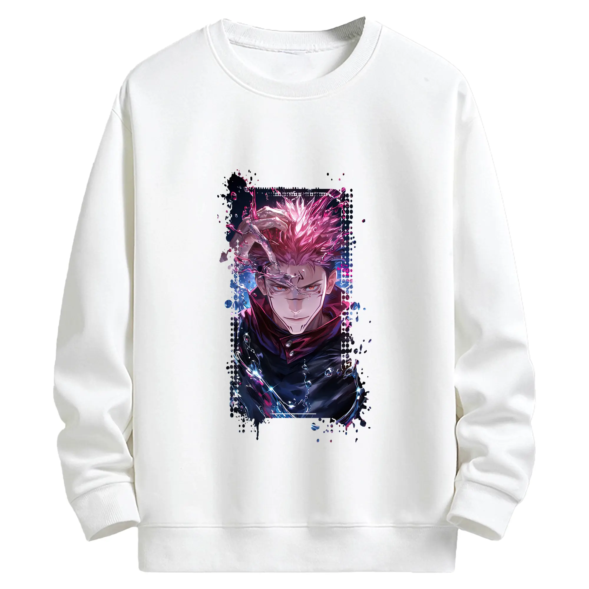 呪術廻戦 グッズ,両面宿儺 - 高品質 クルーネック スウェット ・ コットン59％ ポリエステル41％ ・ ユニセックス 長袖 トレーナー ・ カジュアル デイリー スポーツ 散歩用