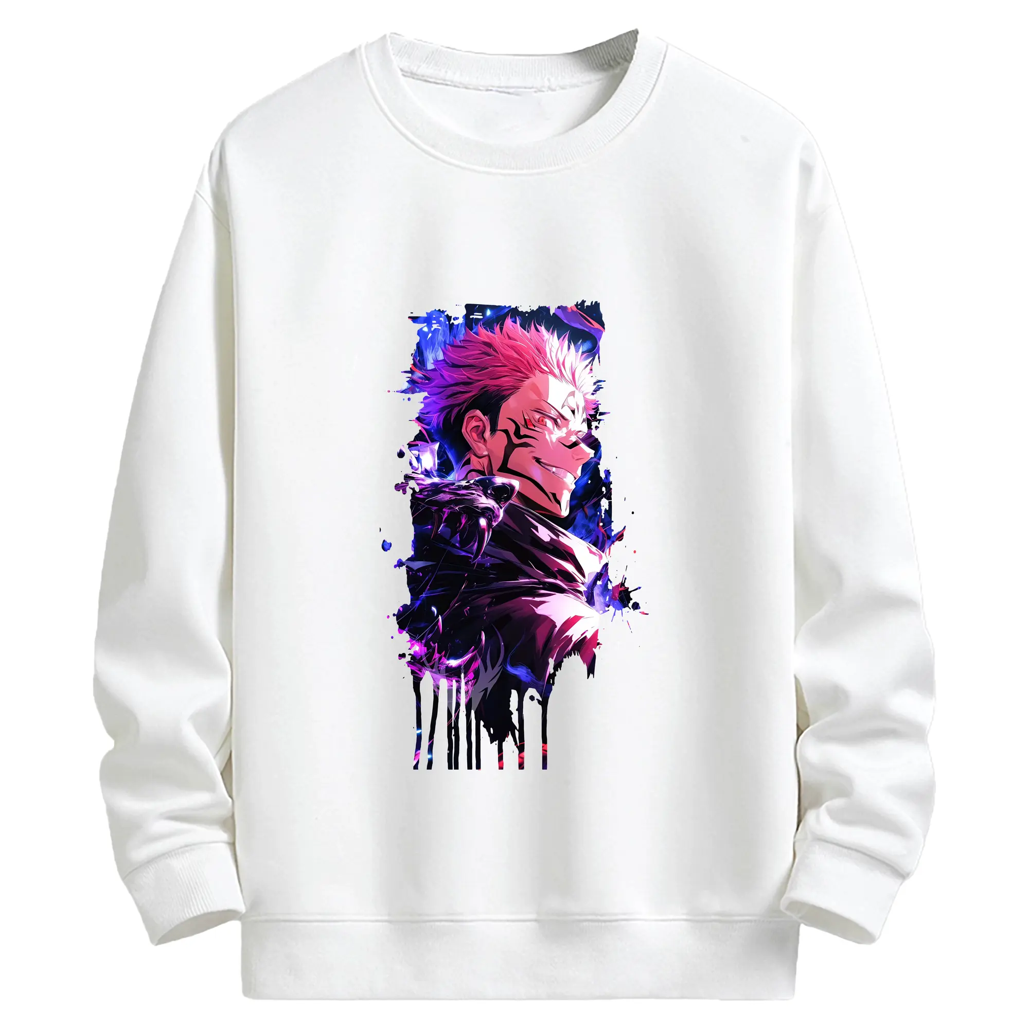 呪術廻戦 グッズ,両面宿儺 - 高品質 クルーネック スウェット ・ コットン59％ ポリエステル41％ ・ ユニセックス 長袖 トレーナー ・ カジュアル デイリー スポーツ 散歩用