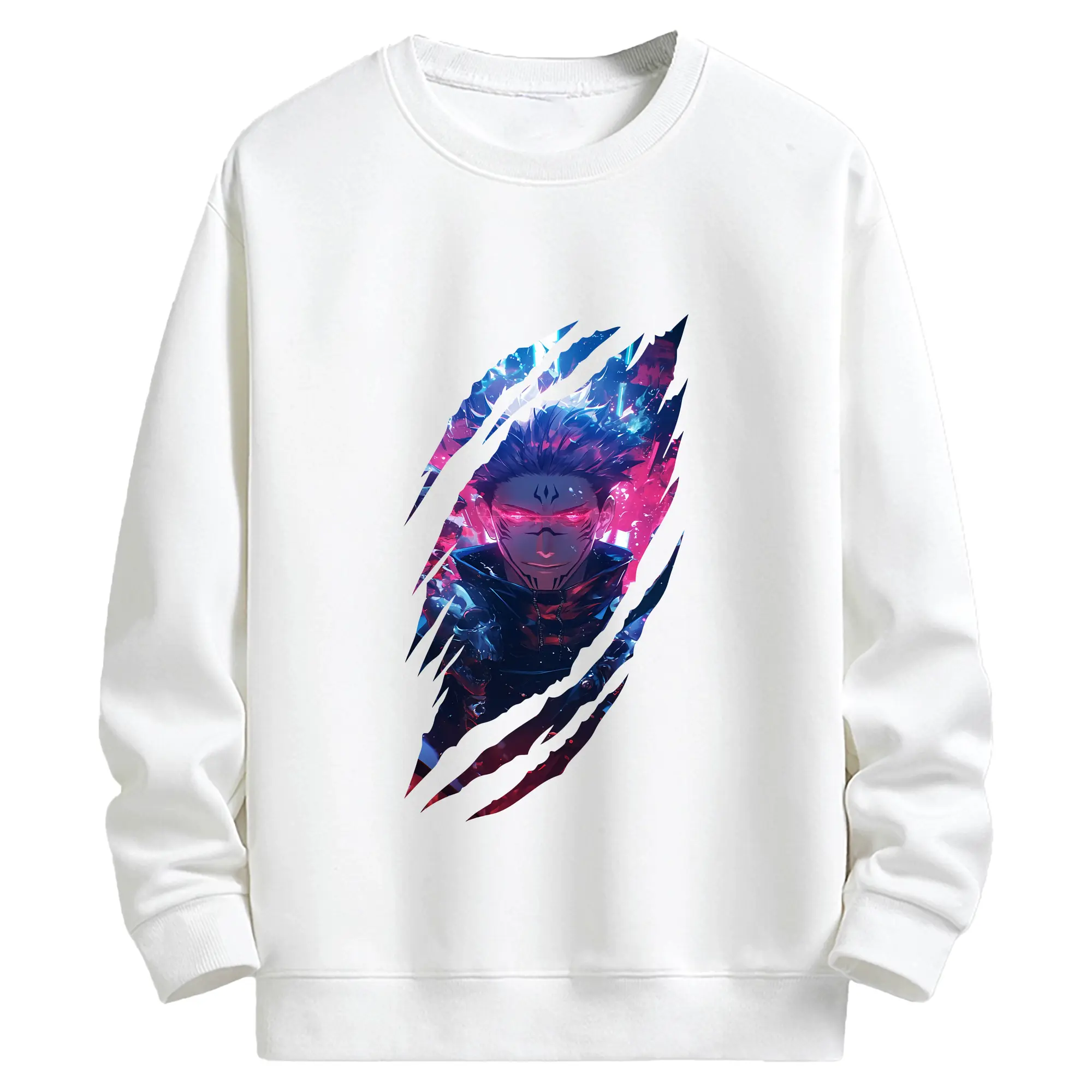 呪術廻戦 グッズ,両面宿儺 - 高品質 クルーネック スウェット ・ コットン59％ ポリエステル41％ ・ ユニセックス 長袖 トレーナー ・ カジュアル デイリー スポーツ 散歩用