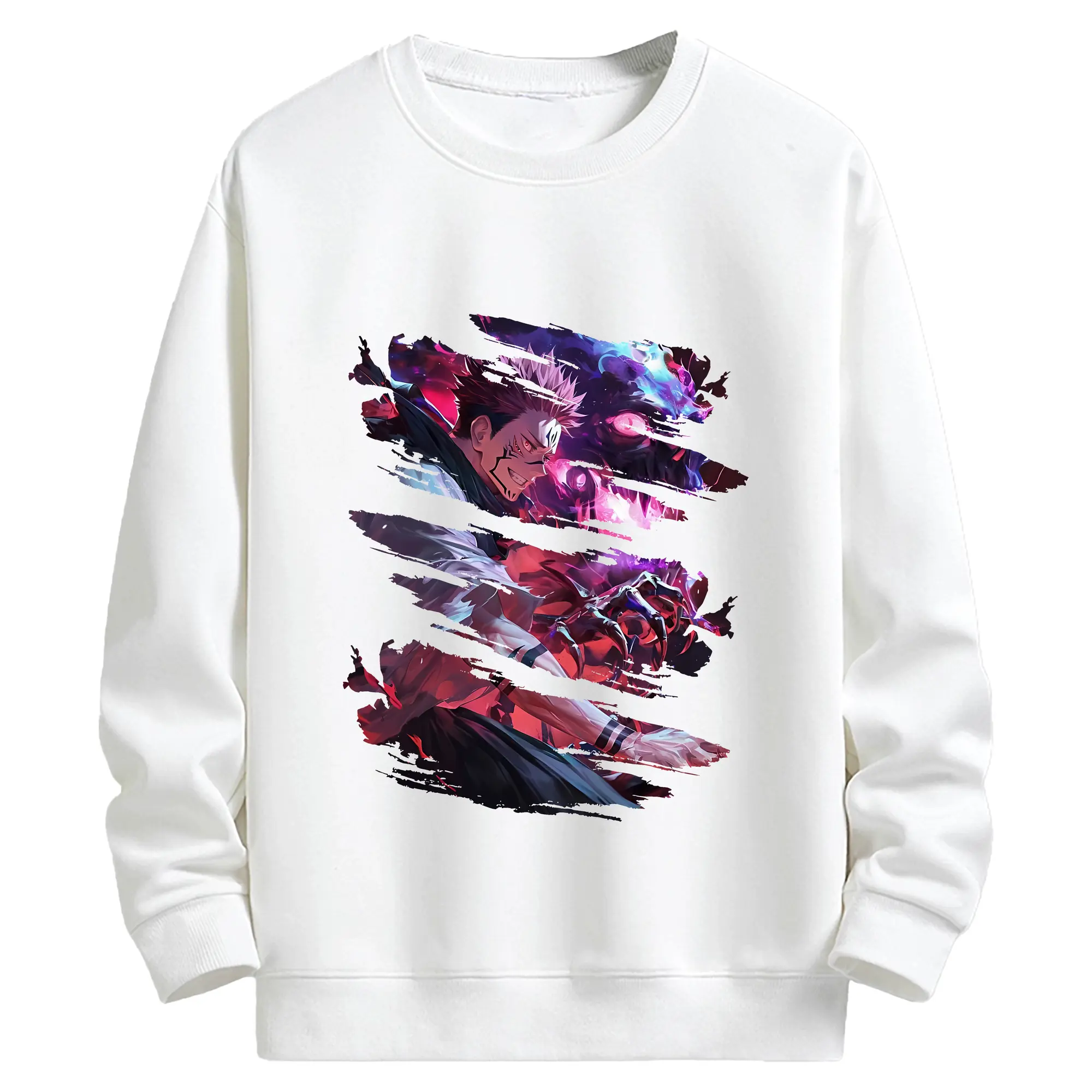 呪術廻戦 グッズ,両面宿儺 - 高品質 クルーネック スウェット ・ コットン59％ ポリエステル41％ ・ ユニセックス 長袖 トレーナー ・ カジュアル デイリー スポーツ 散歩用