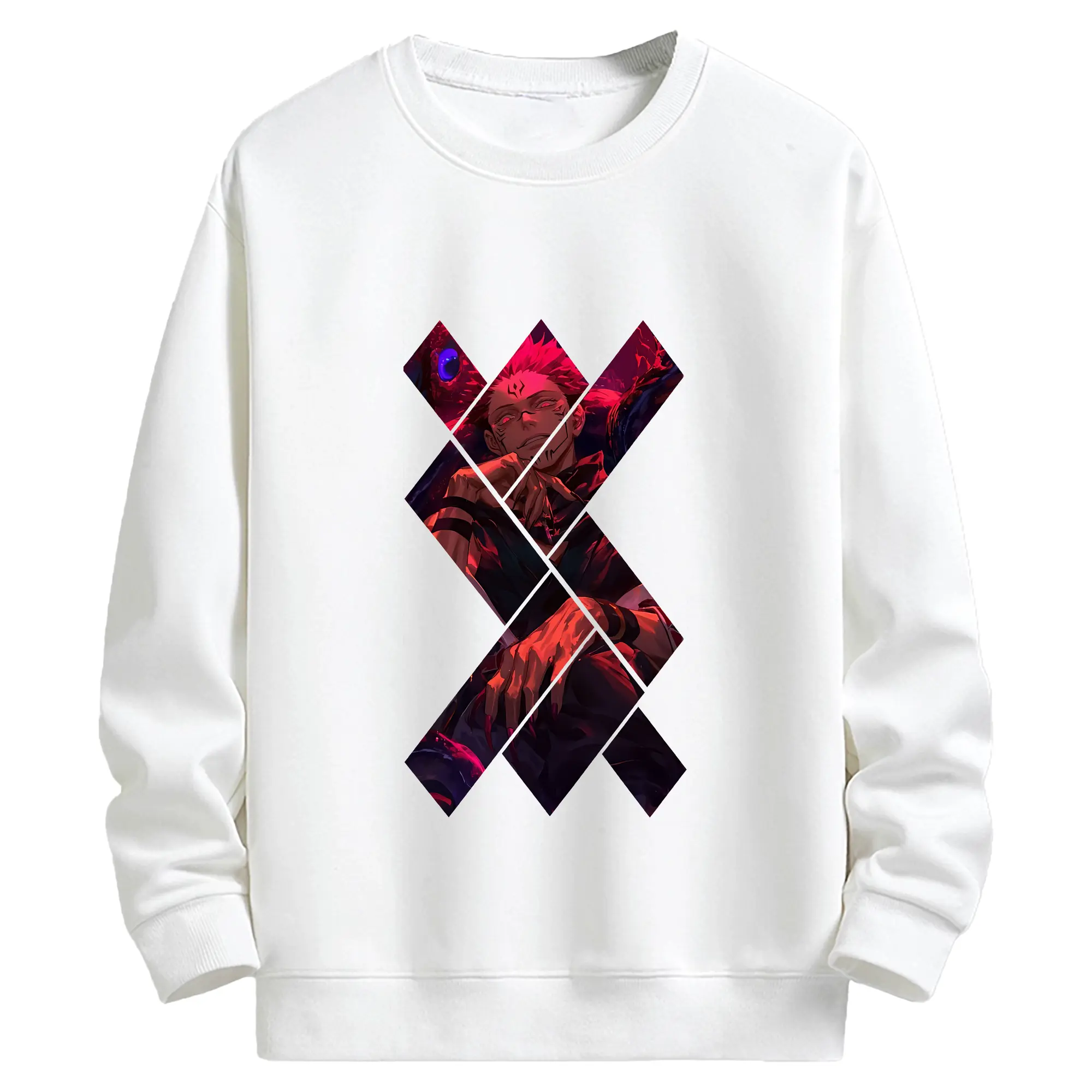 呪術廻戦 グッズ,両面宿儺 - 高品質 クルーネック スウェット ・ コットン59％ ポリエステル41％ ・ ユニセックス 長袖 トレーナー ・ カジュアル デイリー スポーツ 散歩用
