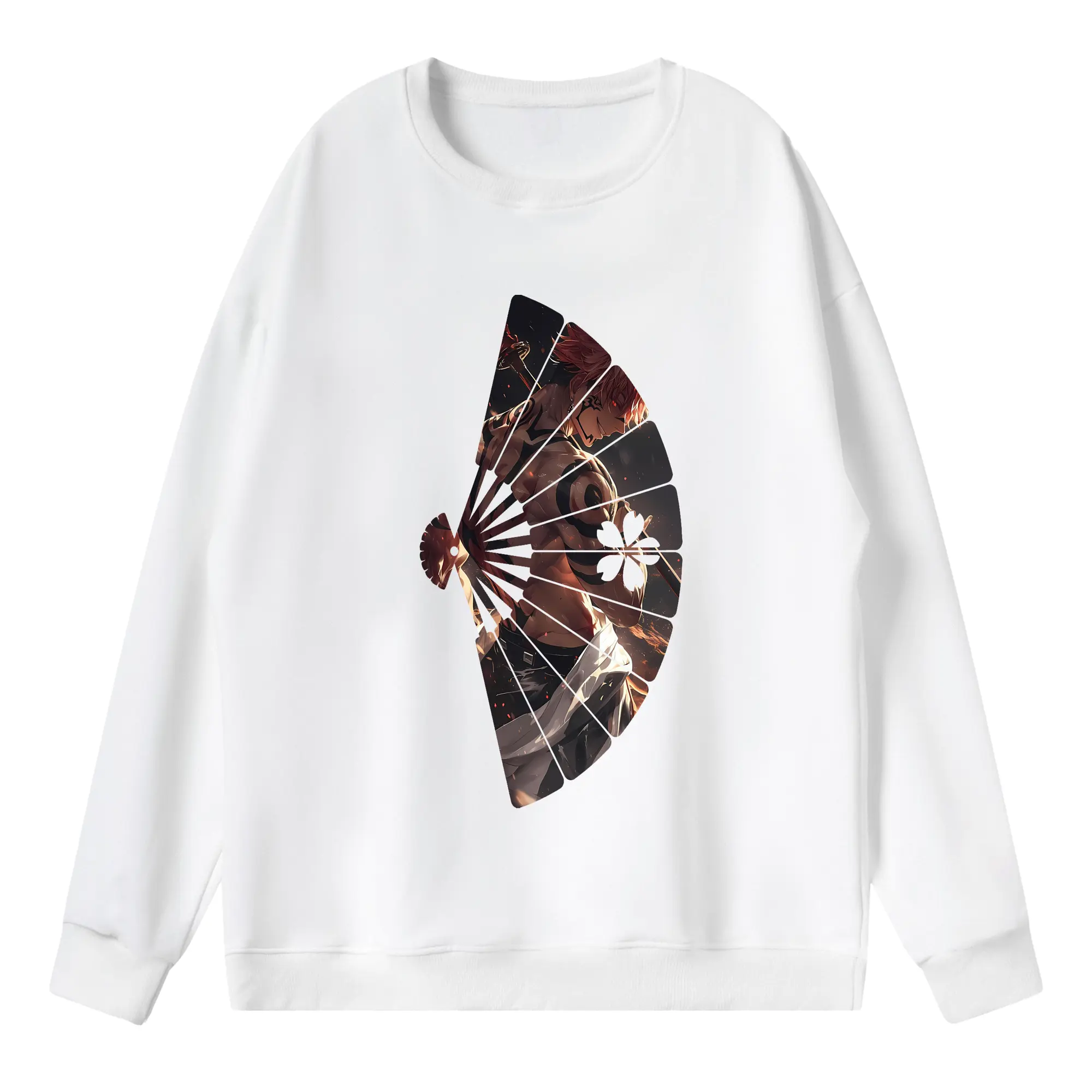 呪術廻戦 グッズ,両面宿儺 - 薄手 クルーネック スウェット 裏毛260g · ポリエステル 春秋向け カジュアル 男女兼用 · トレーナー デイリー スポーツ 散歩に最適