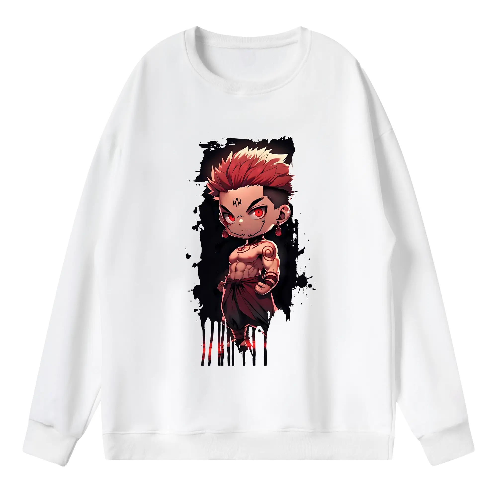 呪術廻戦 グッズ,両面宿儺 - 薄手 クルーネック スウェット 裏毛260g · ポリエステル 春秋向け カジュアル 男女兼用 · トレーナー デイリー スポーツ 散歩に最適