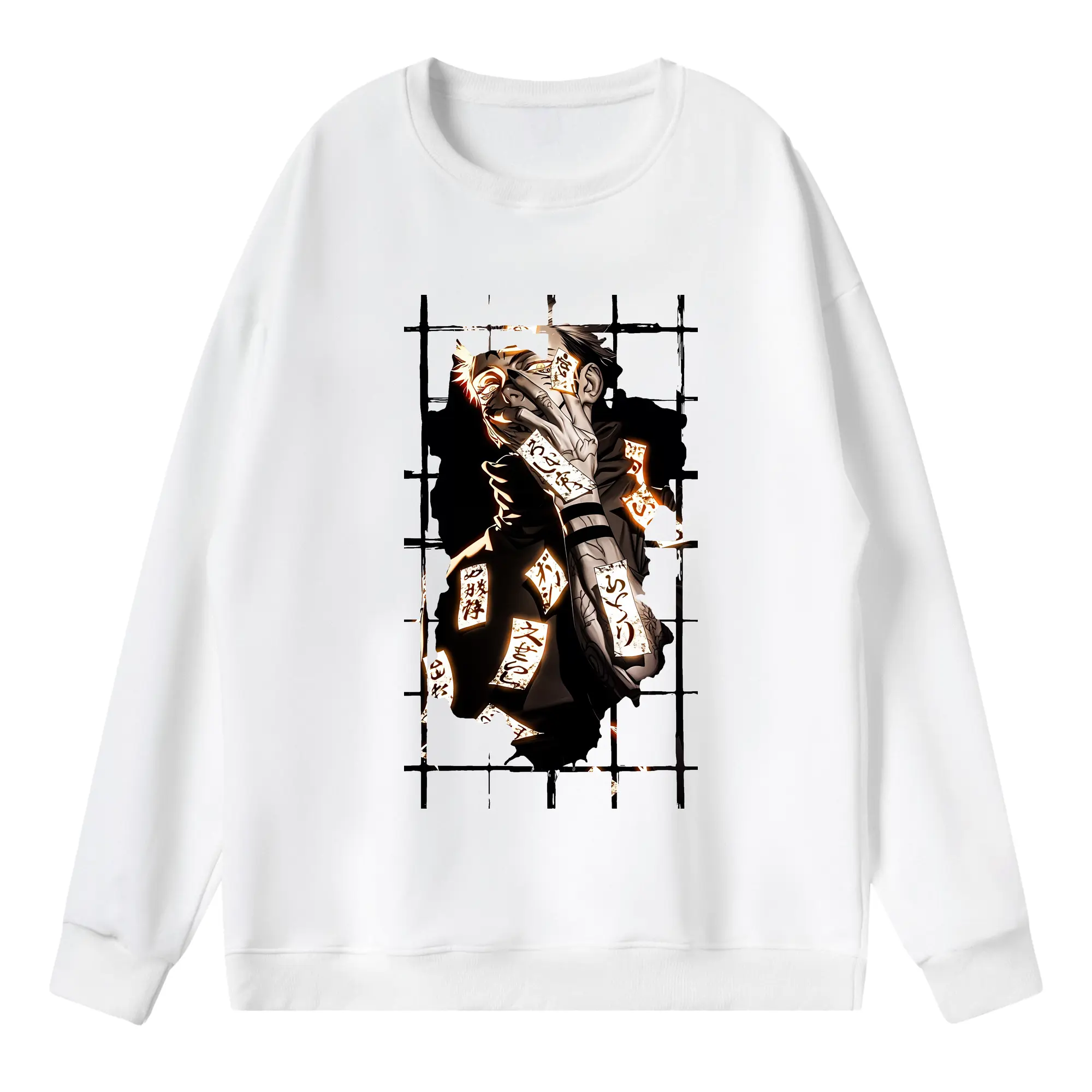 呪術廻戦 グッズ,両面宿儺 - 薄手 クルーネック スウェット 裏毛260g · ポリエステル 春秋向け カジュアル 男女兼用 · トレーナー デイリー スポーツ 散歩に最適