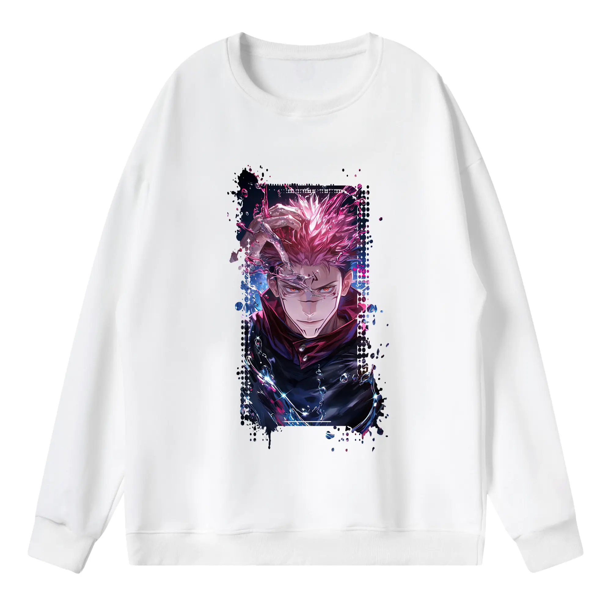 呪術廻戦 グッズ,両面宿儺 - 薄手 クルーネック スウェット 裏毛260g · ポリエステル 春秋向け カジュアル 男女兼用 · トレーナー デイリー スポーツ 散歩に最適