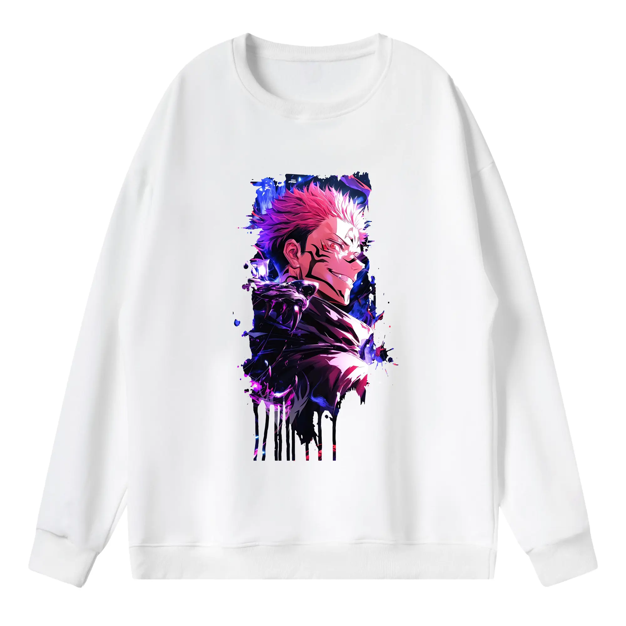 呪術廻戦 グッズ,両面宿儺 - 薄手 クルーネック スウェット 裏毛260g · ポリエステル 春秋向け カジュアル 男女兼用 · トレーナー デイリー スポーツ 散歩に最適