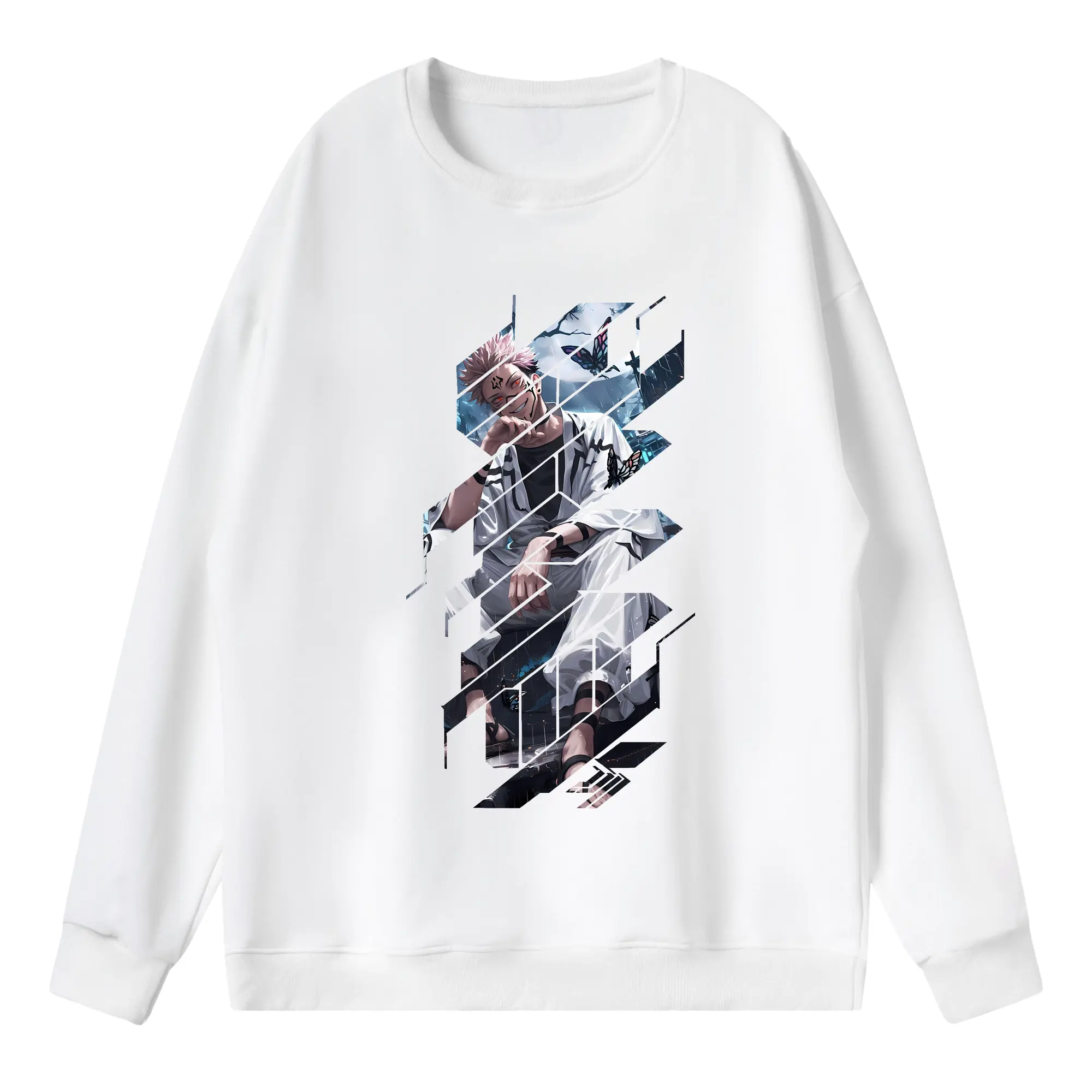 呪術廻戦 グッズ,両面宿儺 - 薄手 クルーネック スウェット 裏毛260g · ポリエステル 春秋向け カジュアル 男女兼用 · トレーナー デイリー スポーツ 散歩に最適