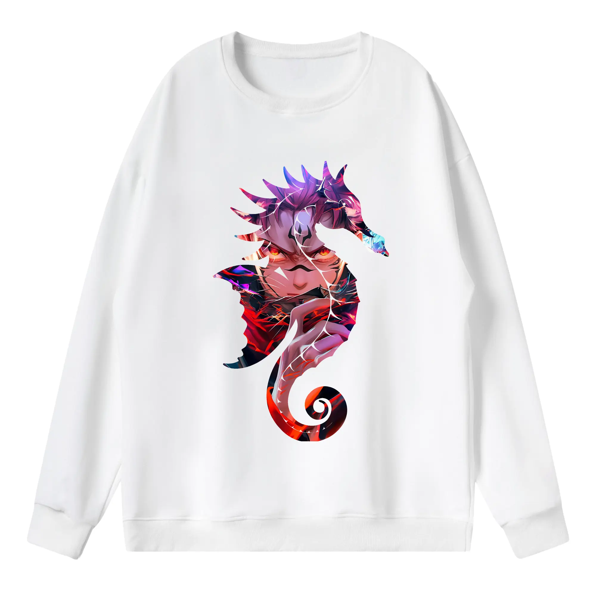 呪術廻戦 グッズ,両面宿儺 - 薄手 クルーネック スウェット 裏毛260g · ポリエステル 春秋向け カジュアル 男女兼用 · トレーナー デイリー スポーツ 散歩に最適