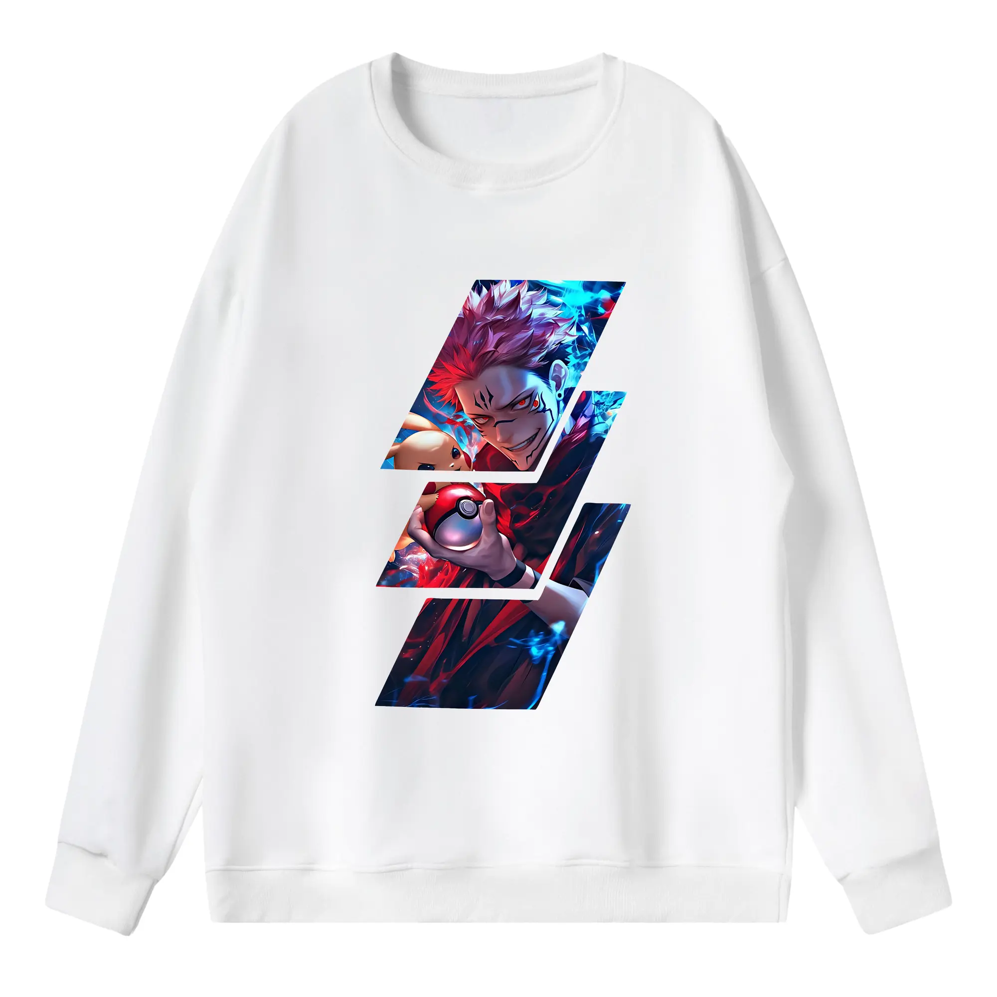 呪術廻戦 グッズ,両面宿儺 - 薄手 クルーネック スウェット 裏毛260g · ポリエステル 春秋向け カジュアル 男女兼用 · トレーナー デイリー スポーツ 散歩に最適