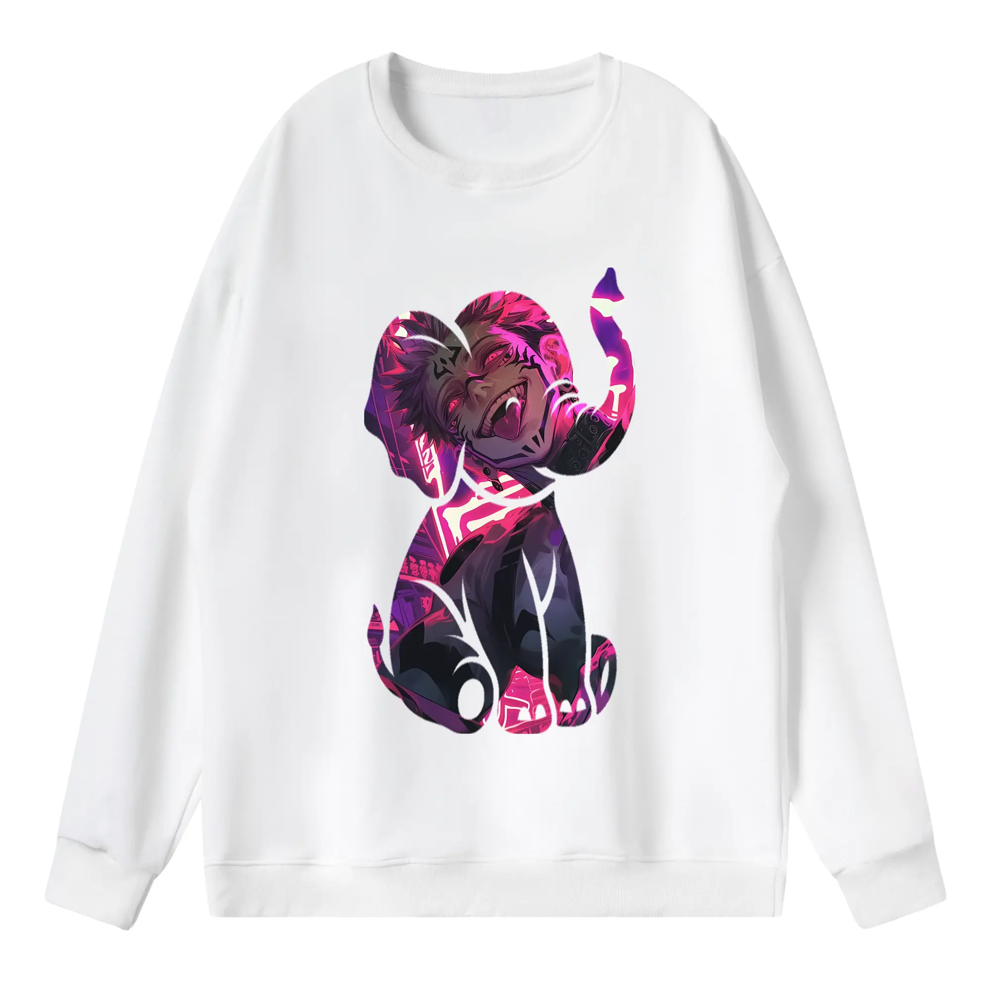 呪術廻戦 グッズ,両面宿儺 - 薄手 クルーネック スウェット 裏毛260g · ポリエステル 春秋向け カジュアル 男女兼用 · トレーナー デイリー スポーツ 散歩に最適