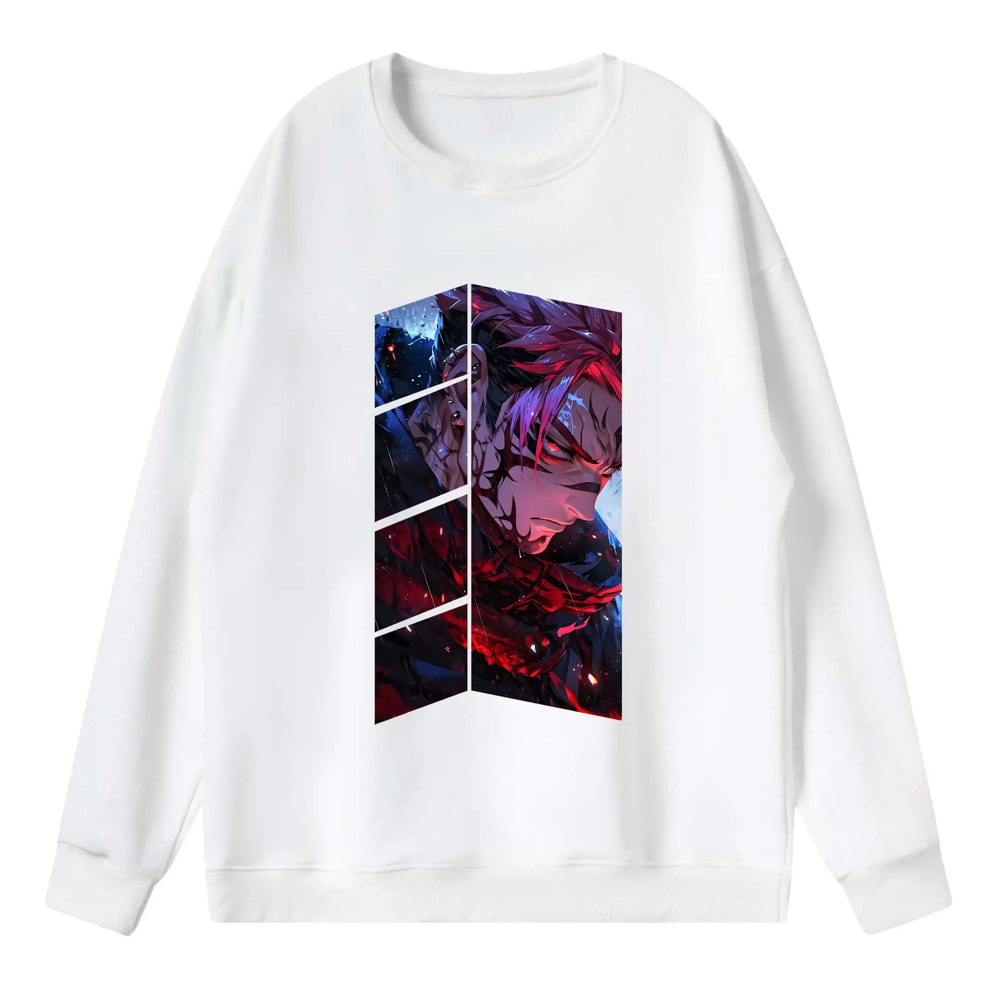 呪術廻戦 グッズ,両面宿儺 - 薄手 クルーネック スウェット 裏毛260g · ポリエステル 春秋向け カジュアル 男女兼用 · トレーナー デイリー スポーツ 散歩に最適