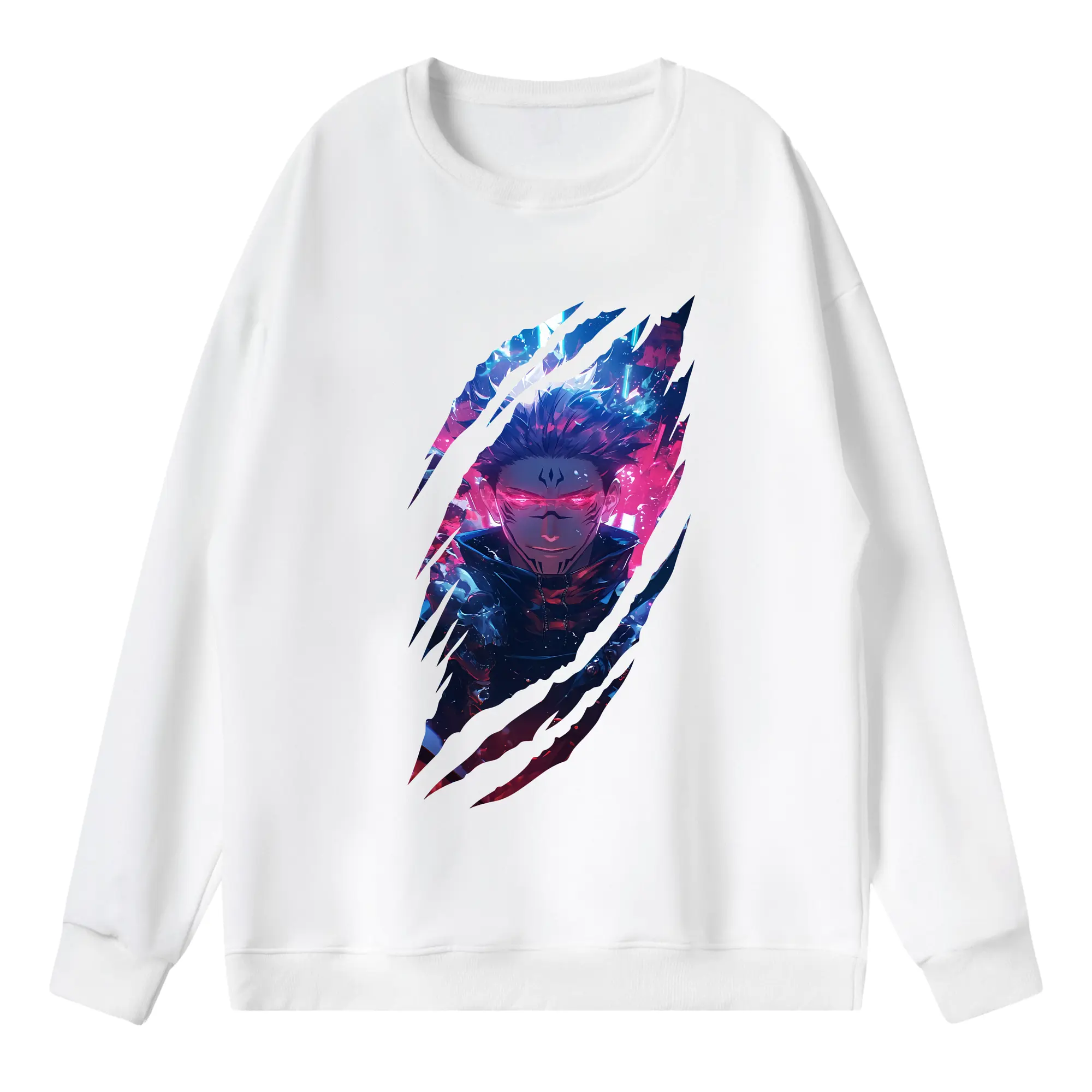 呪術廻戦 グッズ,両面宿儺 - 薄手 クルーネック スウェット 裏毛260g · ポリエステル 春秋向け カジュアル 男女兼用 · トレーナー デイリー スポーツ 散歩に最適