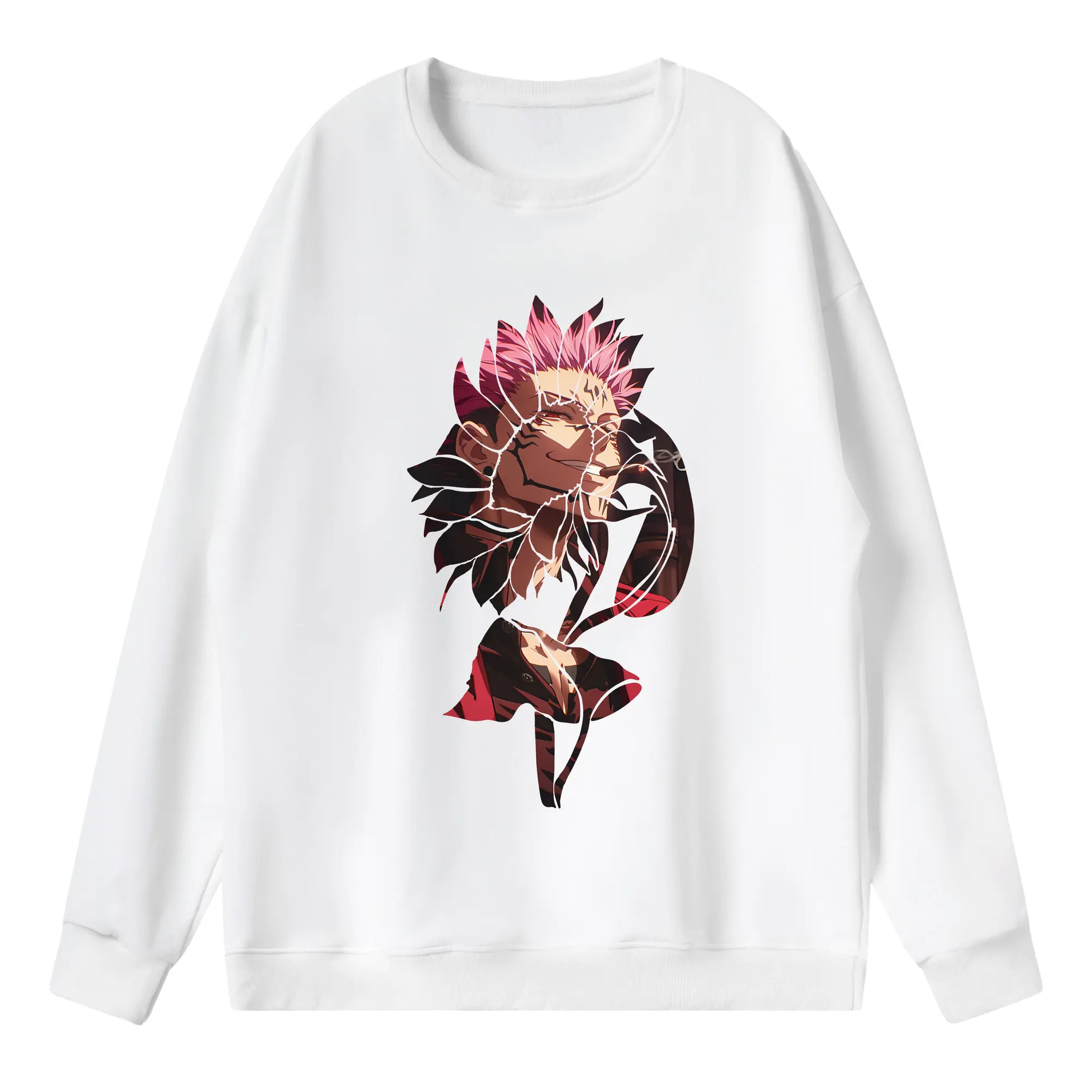 呪術廻戦 グッズ,両面宿儺 - 薄手 クルーネック スウェット 裏毛260g · ポリエステル 春秋向け カジュアル 男女兼用 · トレーナー デイリー スポーツ 散歩に最適