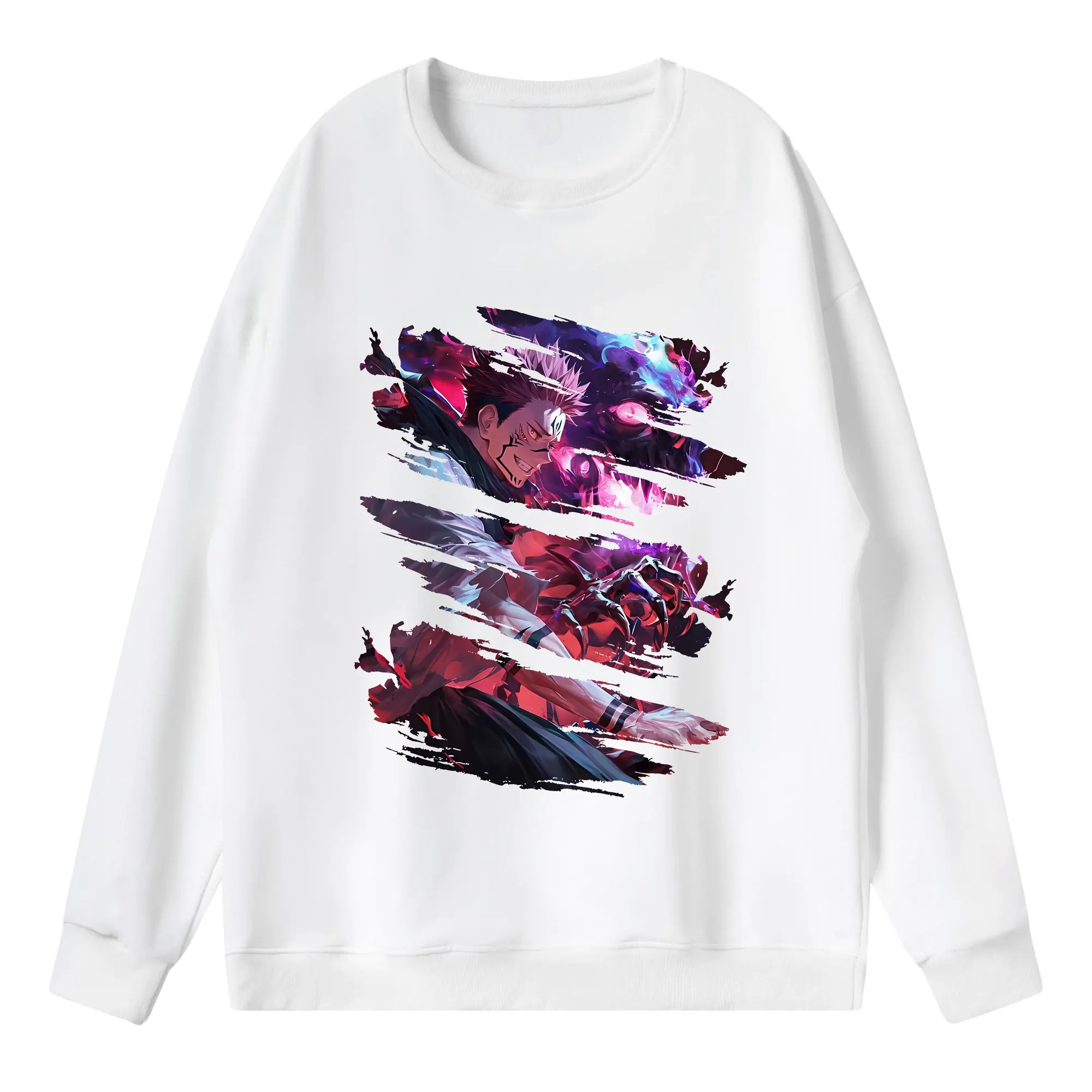呪術廻戦 グッズ,両面宿儺 - 薄手 クルーネック スウェット 裏毛260g · ポリエステル 春秋向け カジュアル 男女兼用 · トレーナー デイリー スポーツ 散歩に最適