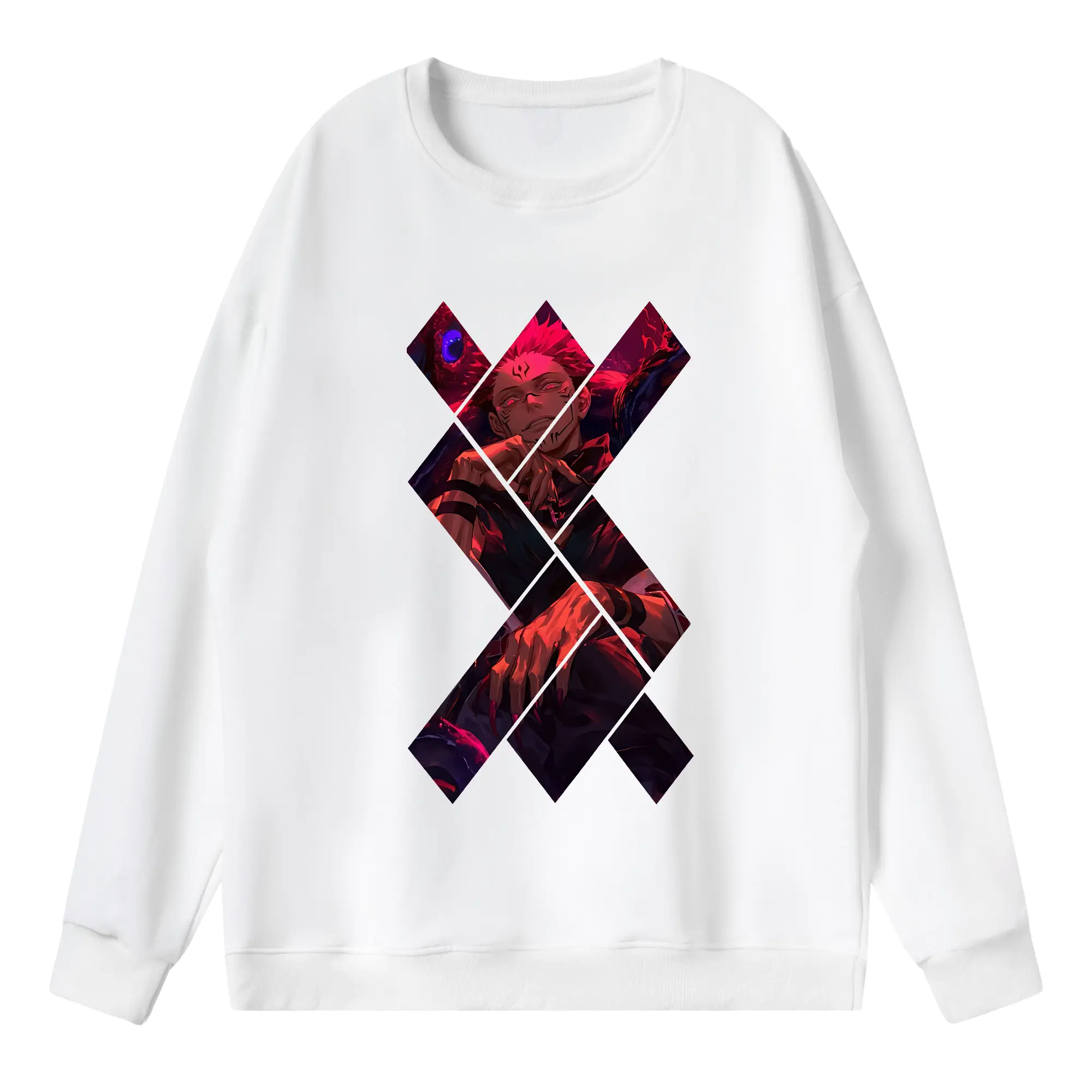 呪術廻戦 グッズ,両面宿儺 - 薄手 クルーネック スウェット 裏毛260g · ポリエステル 春秋向け カジュアル 男女兼用 · トレーナー デイリー スポーツ 散歩に最適