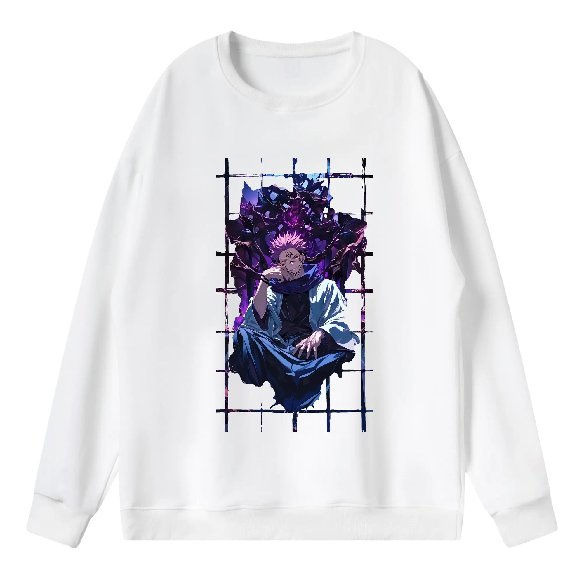 呪術廻戦 グッズ,両面宿儺 - 薄手 クルーネック スウェット 裏毛260g · ポリエステル 春秋向け カジュアル 男女兼用 · トレーナー デイリー スポーツ 散歩に最適