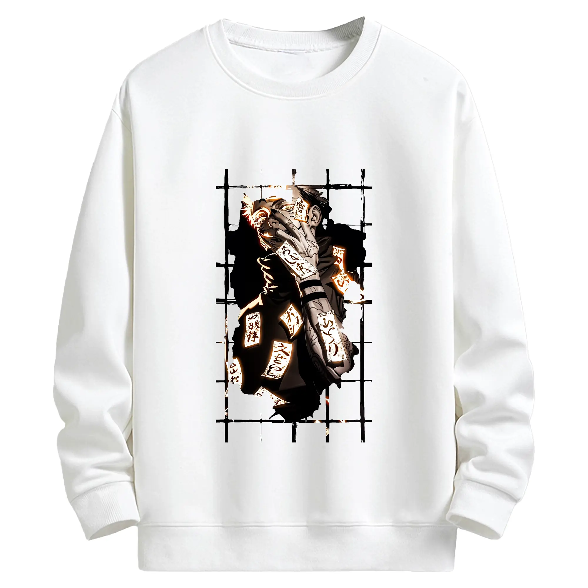 呪術廻戦 グッズ,両面宿儺 - キッズ クルーネックスウェットシャツ ・ フロントプリント ・ 綿80％ ポリエステル20％ ・ 快適 通学 スポーツ 日常使い お散歩用
