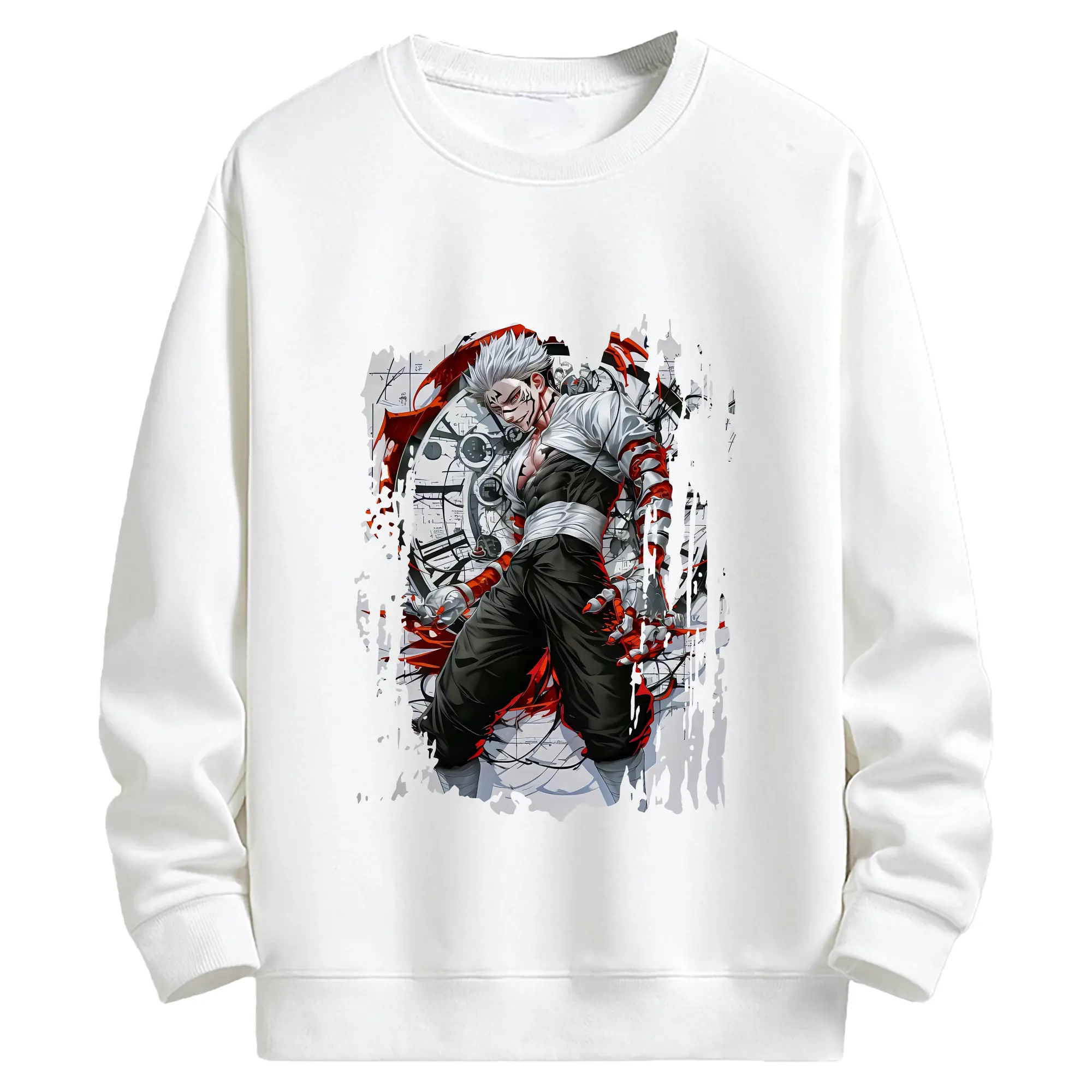 呪術廻戦 グッズ,両面宿儺 - キッズ クルーネックスウェットシャツ ・ フロントプリント ・ 綿80％ ポリエステル20％ ・ 快適 通学 スポーツ 日常使い お散歩用