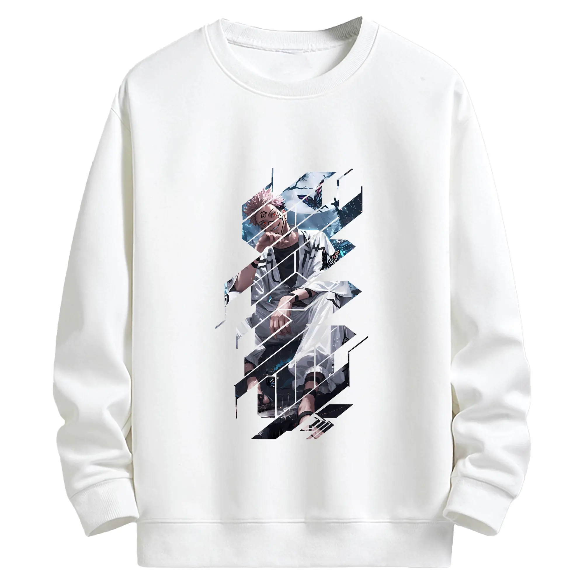 呪術廻戦 グッズ,両面宿儺 - キッズ クルーネックスウェットシャツ ・ フロントプリント ・ 綿80％ ポリエステル20％ ・ 快適 通学 スポーツ 日常使い お散歩用