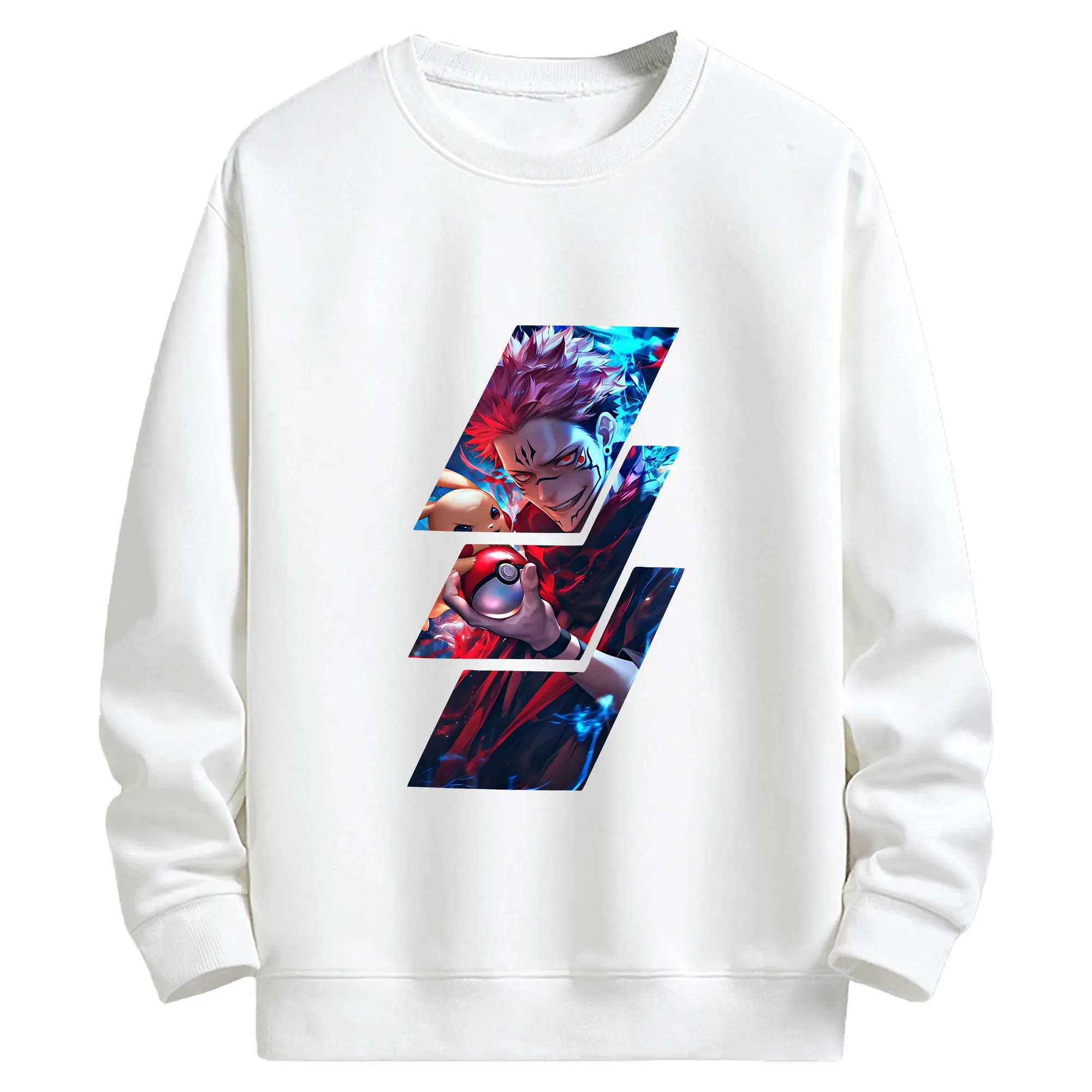 呪術廻戦 グッズ,両面宿儺 - キッズ クルーネックスウェットシャツ ・ フロントプリント ・ 綿80％ ポリエステル20％ ・ 快適 通学 スポーツ 日常使い お散歩用