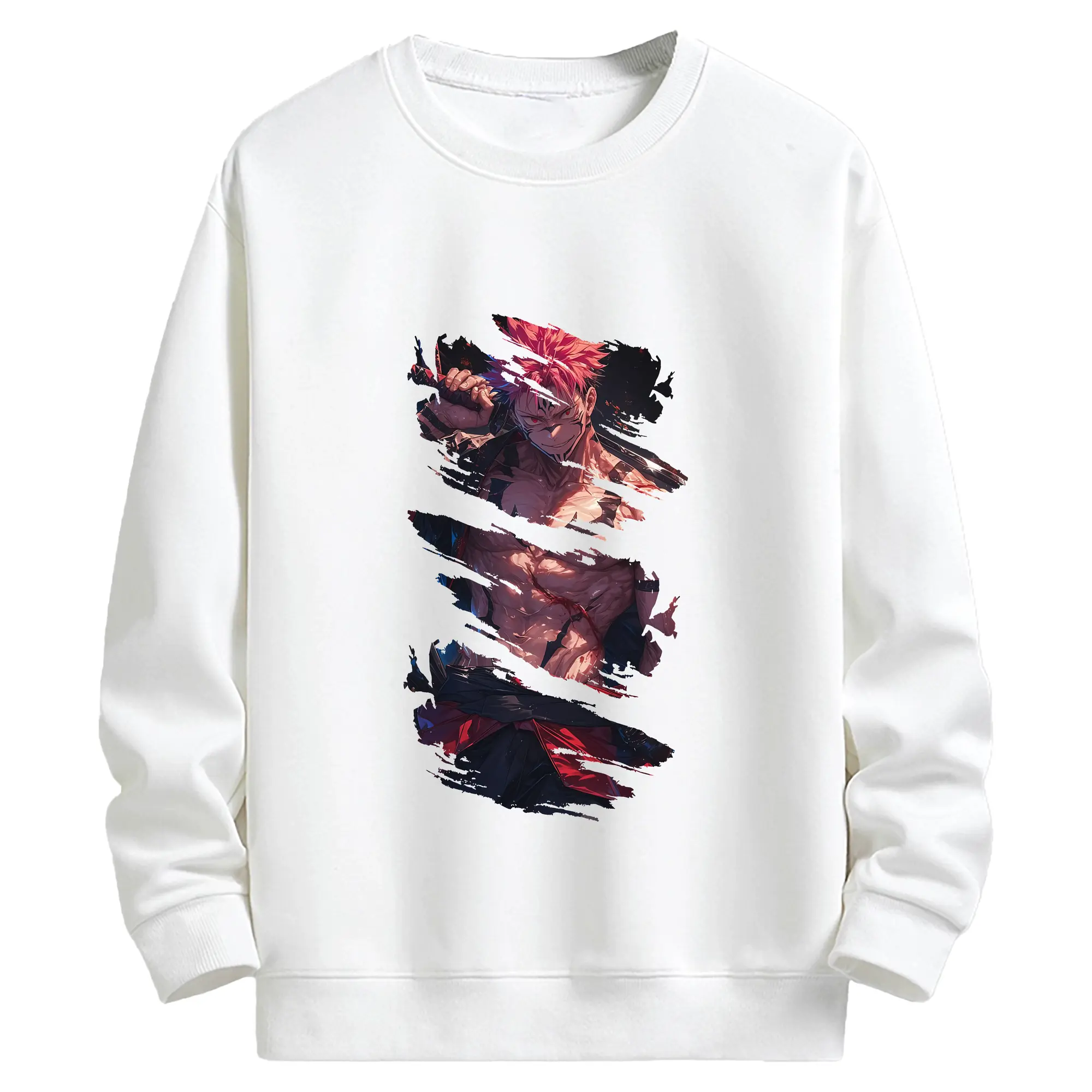 呪術廻戦 グッズ,両面宿儺 - キッズ クルーネックスウェットシャツ ・ フロントプリント ・ 綿80％ ポリエステル20％ ・ 快適 通学 スポーツ 日常使い お散歩用