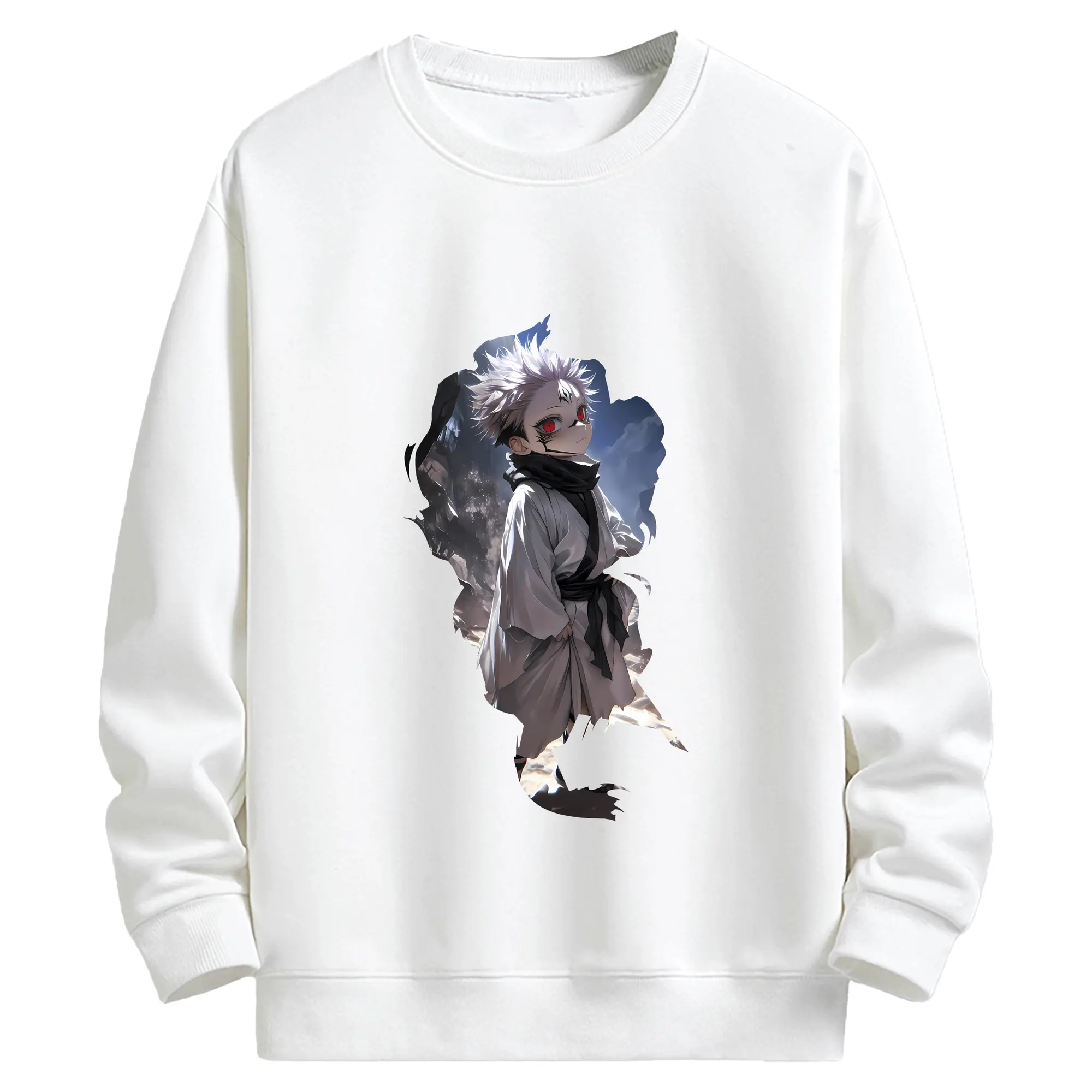 呪術廻戦 グッズ,両面宿儺 - キッズ クルーネックスウェットシャツ ・ フロントプリント ・ 綿80％ ポリエステル20％ ・ 快適 通学 スポーツ 日常使い お散歩用