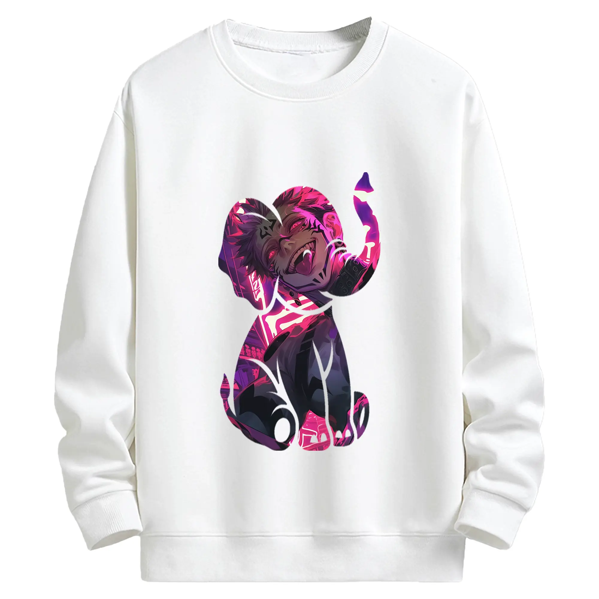 呪術廻戦 グッズ,両面宿儺 - キッズ クルーネックスウェットシャツ ・ フロントプリント ・ 綿80％ ポリエステル20％ ・ 快適 通学 スポーツ 日常使い お散歩用