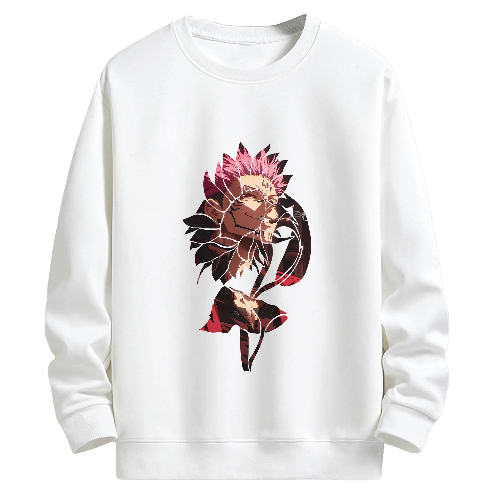 呪術廻戦 グッズ,両面宿儺 - キッズ クルーネックスウェットシャツ ・ フロントプリント ・ 綿80％ ポリエステル20％ ・ 快適 通学 スポーツ 日常使い お散歩用