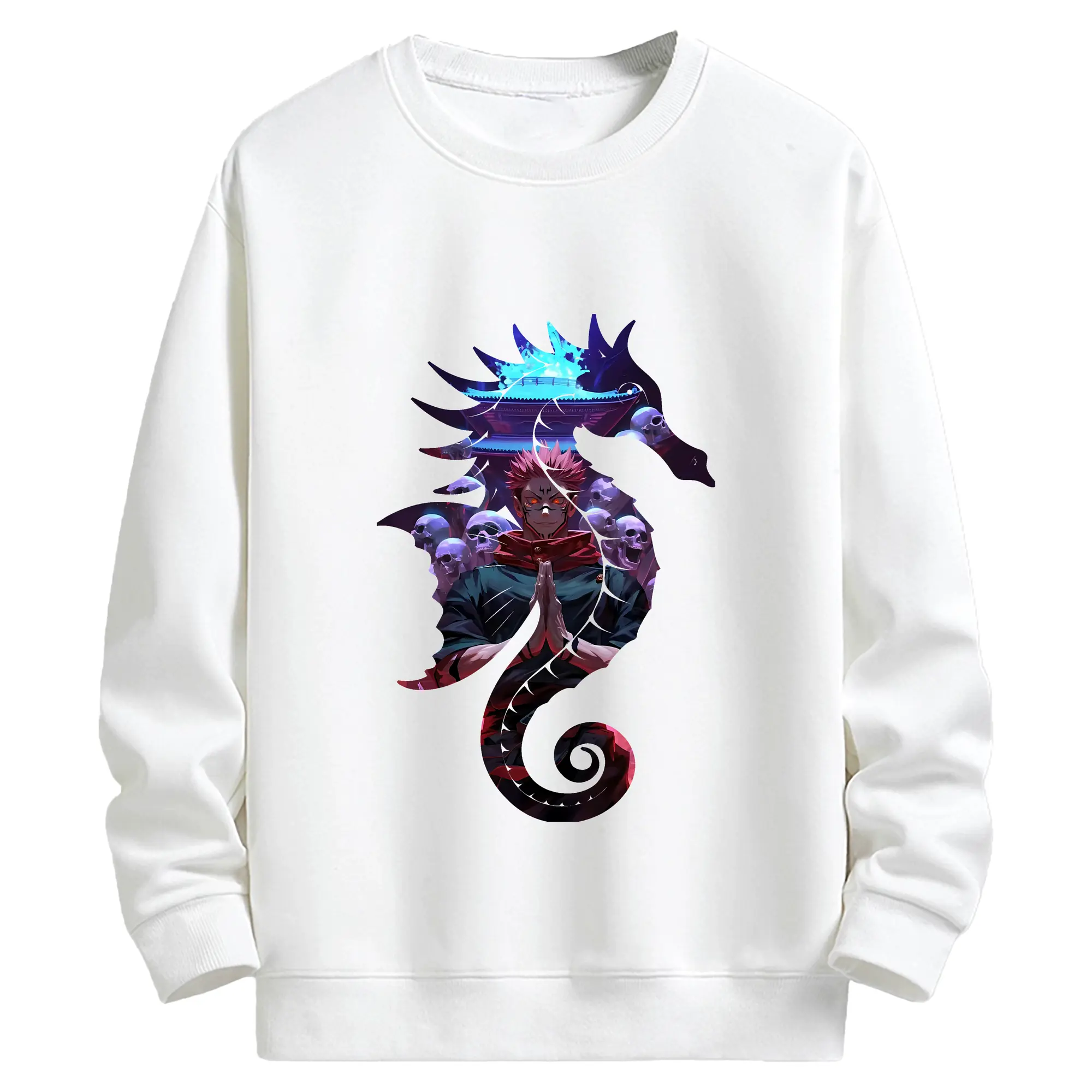 呪術廻戦 グッズ,両面宿儺 - キッズ クルーネックスウェットシャツ ・ フロントプリント ・ 綿80％ ポリエステル20％ ・ 快適 通学 スポーツ 日常使い お散歩用