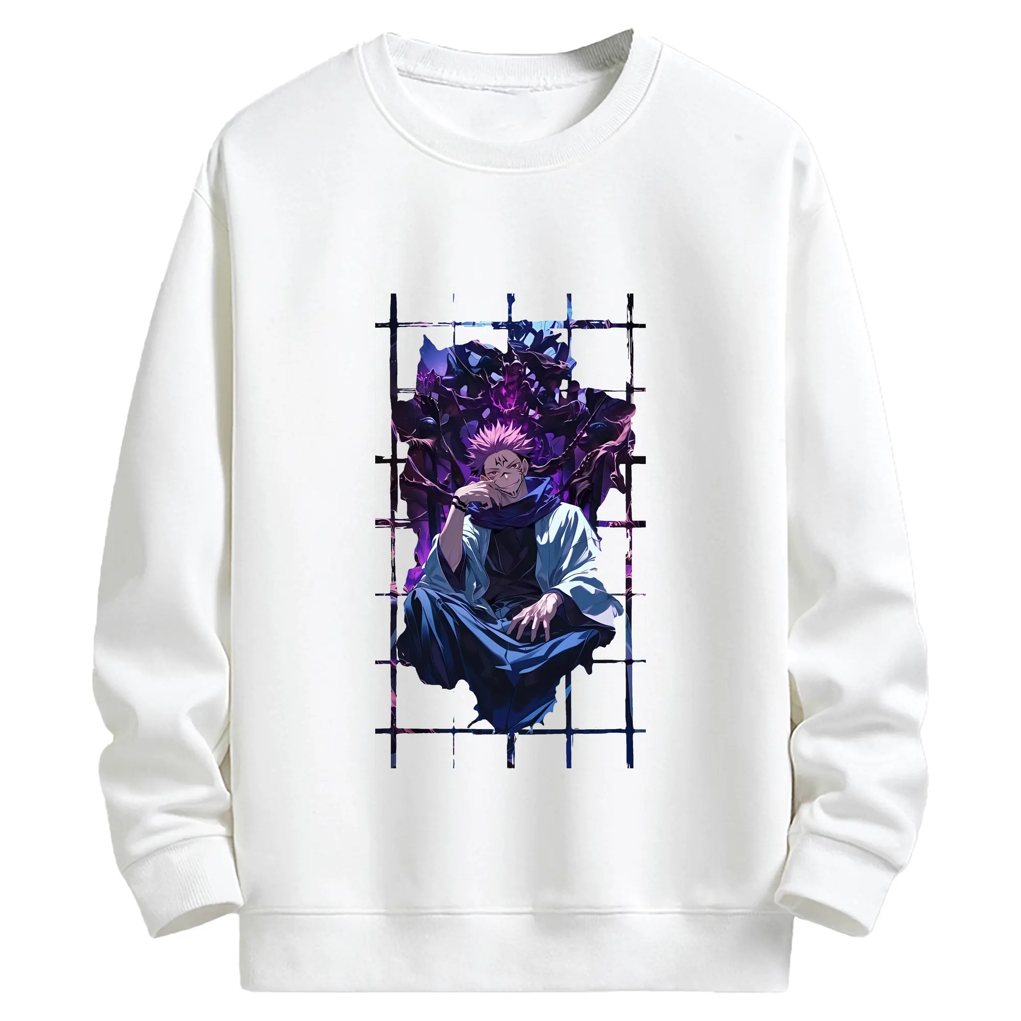 呪術廻戦 グッズ,両面宿儺 - キッズ クルーネックスウェットシャツ ・ フロントプリント ・ 綿80％ ポリエステル20％ ・ 快適 通学 スポーツ 日常使い お散歩用