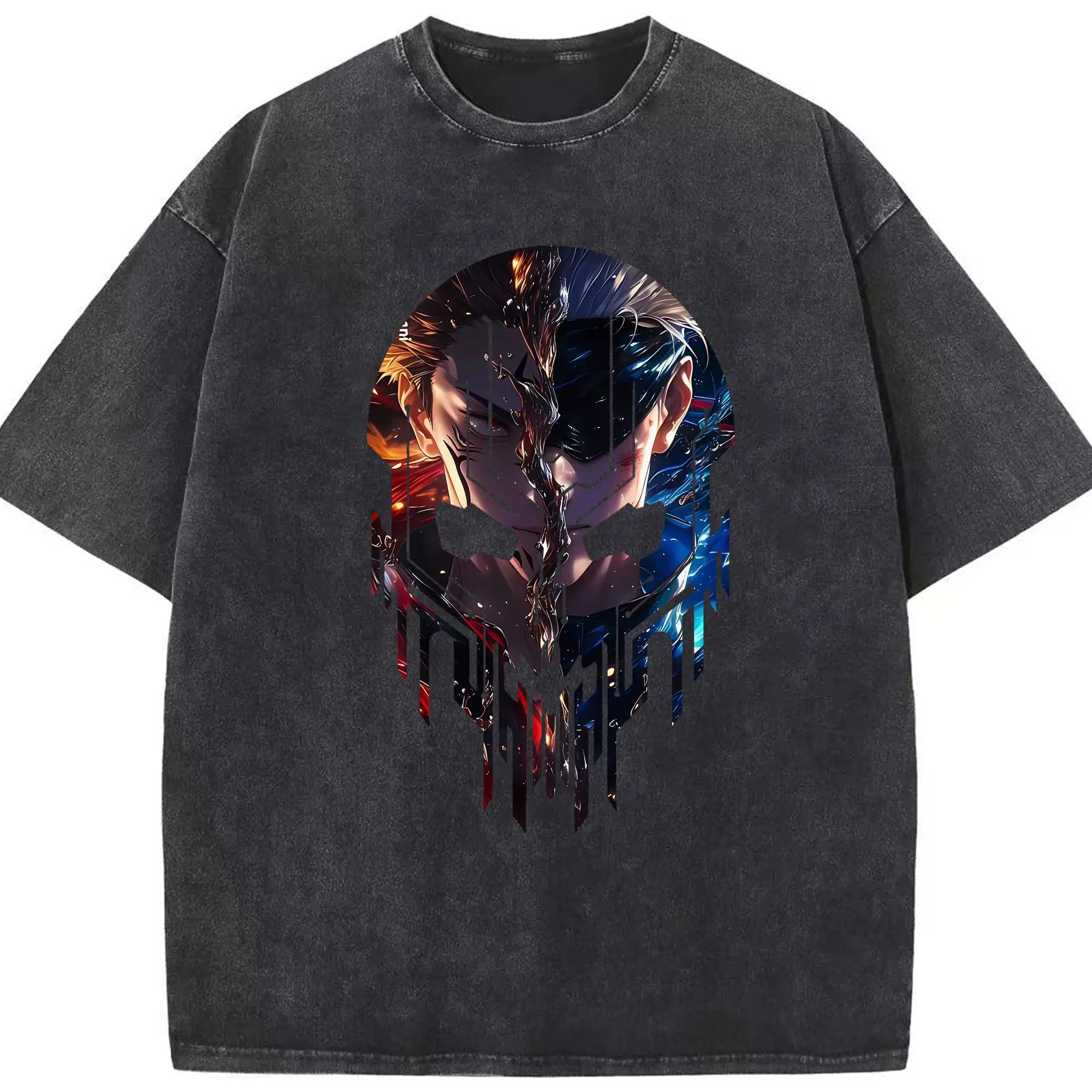 呪術廻戦 グッズ,両面宿儺 - 綿100％ ヴィンテージ風 半袖Tシャツ ・ フロントプリント ・ 柔らか肌触り ・ 通気性 快適 ・ スポーツ カジュアル 外出用