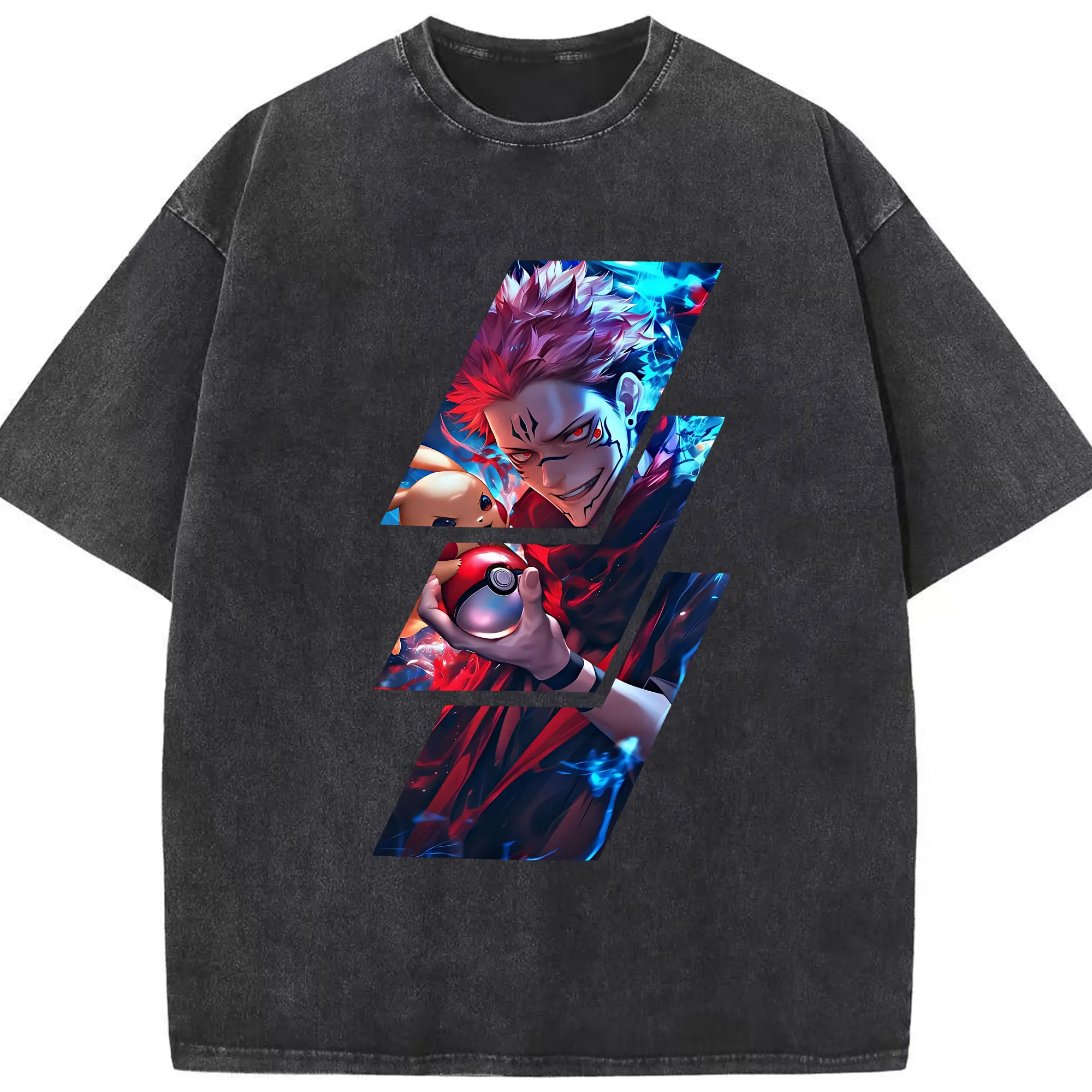 呪術廻戦 グッズ,両面宿儺 - 綿100％ ヴィンテージ風 半袖Tシャツ ・ フロントプリント ・ 柔らか肌触り ・ 通気性 快適 ・ スポーツ カジュアル 外出用