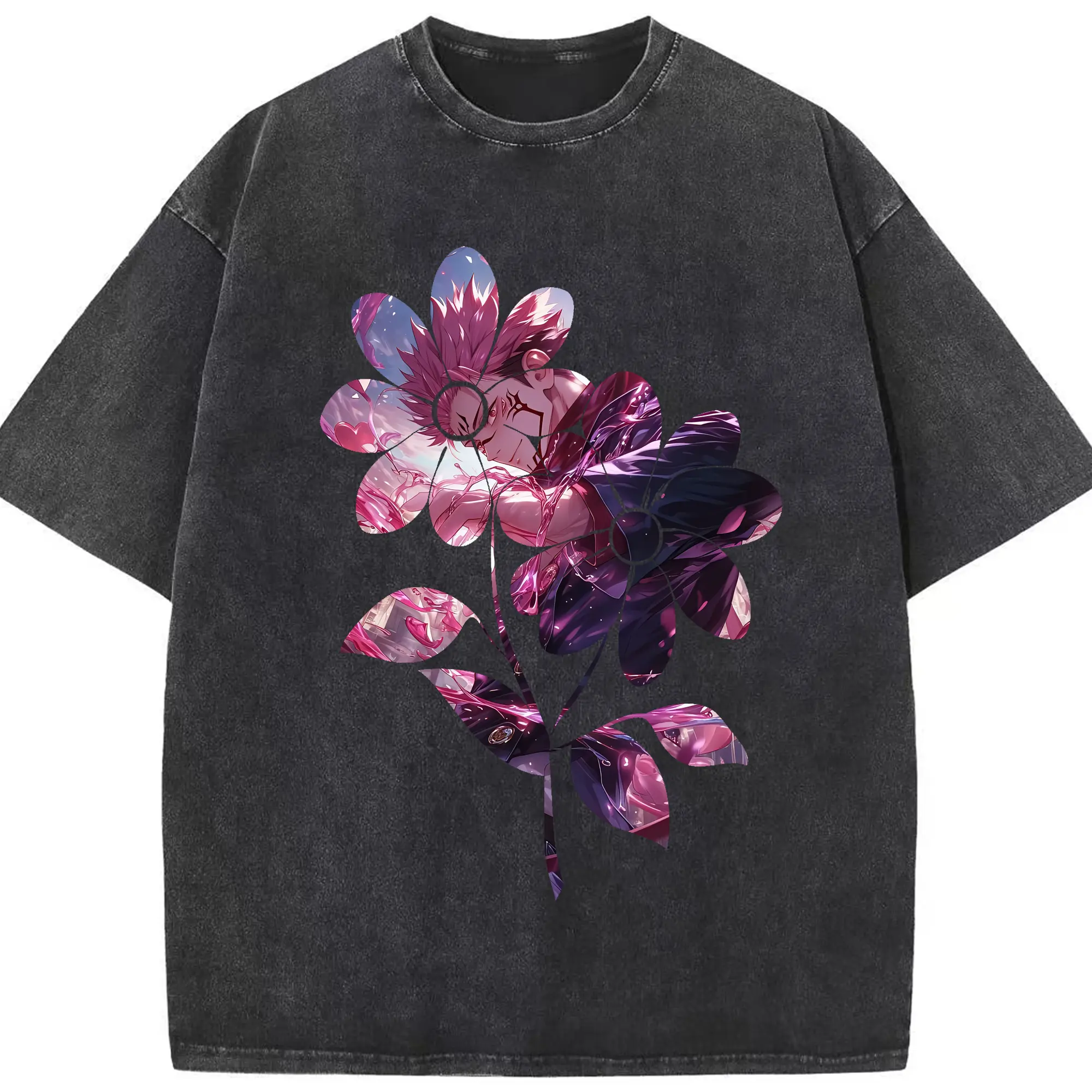 呪術廻戦 グッズ,両面宿儺 - 綿100％ ヴィンテージ風 半袖Tシャツ ・ フロントプリント ・ 柔らか肌触り ・ 通気性 快適 ・ スポーツ カジュアル 外出用