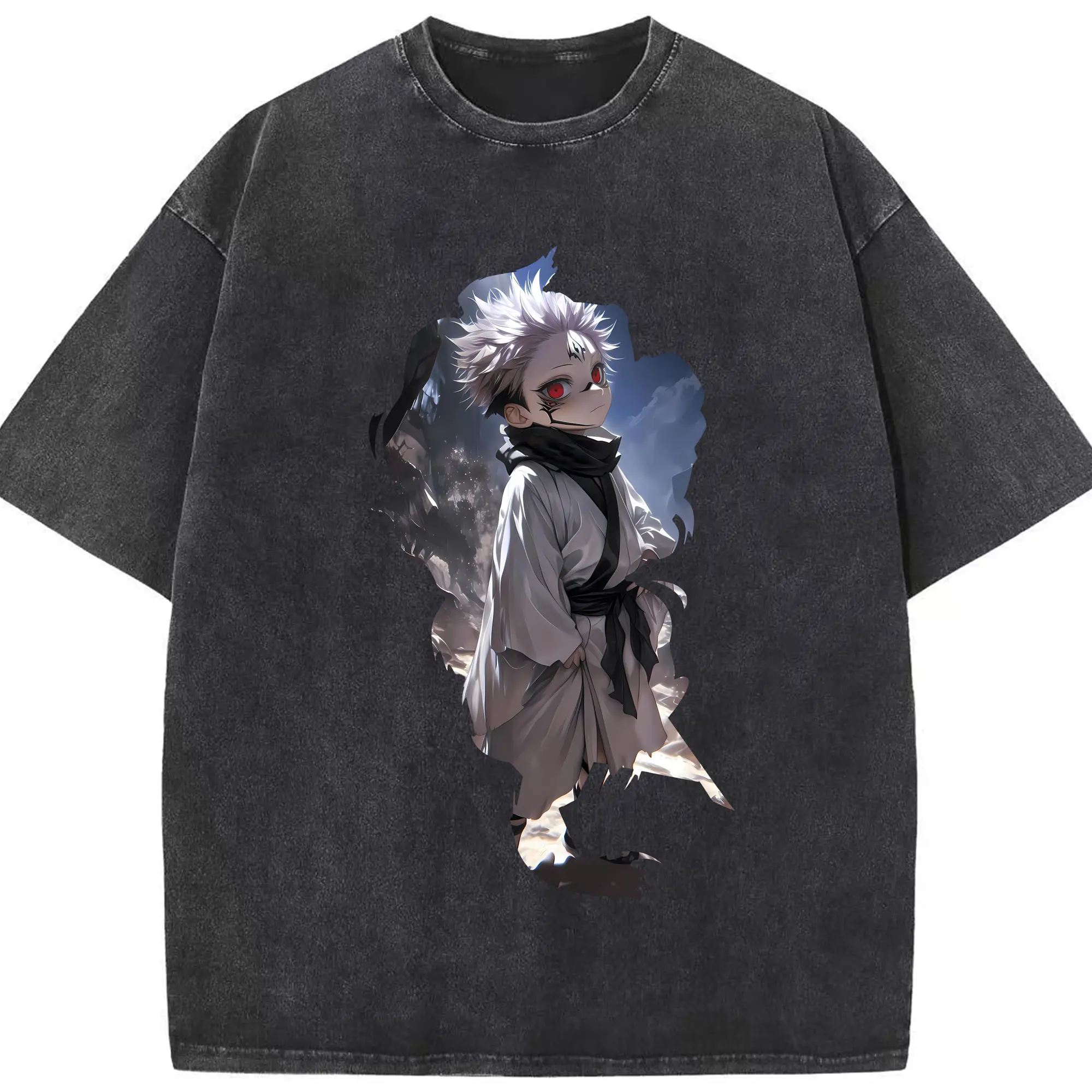 呪術廻戦 グッズ,両面宿儺 - 綿100％ ヴィンテージ風 半袖Tシャツ ・ フロントプリント ・ 柔らか肌触り ・ 通気性 快適 ・ スポーツ カジュアル 外出用