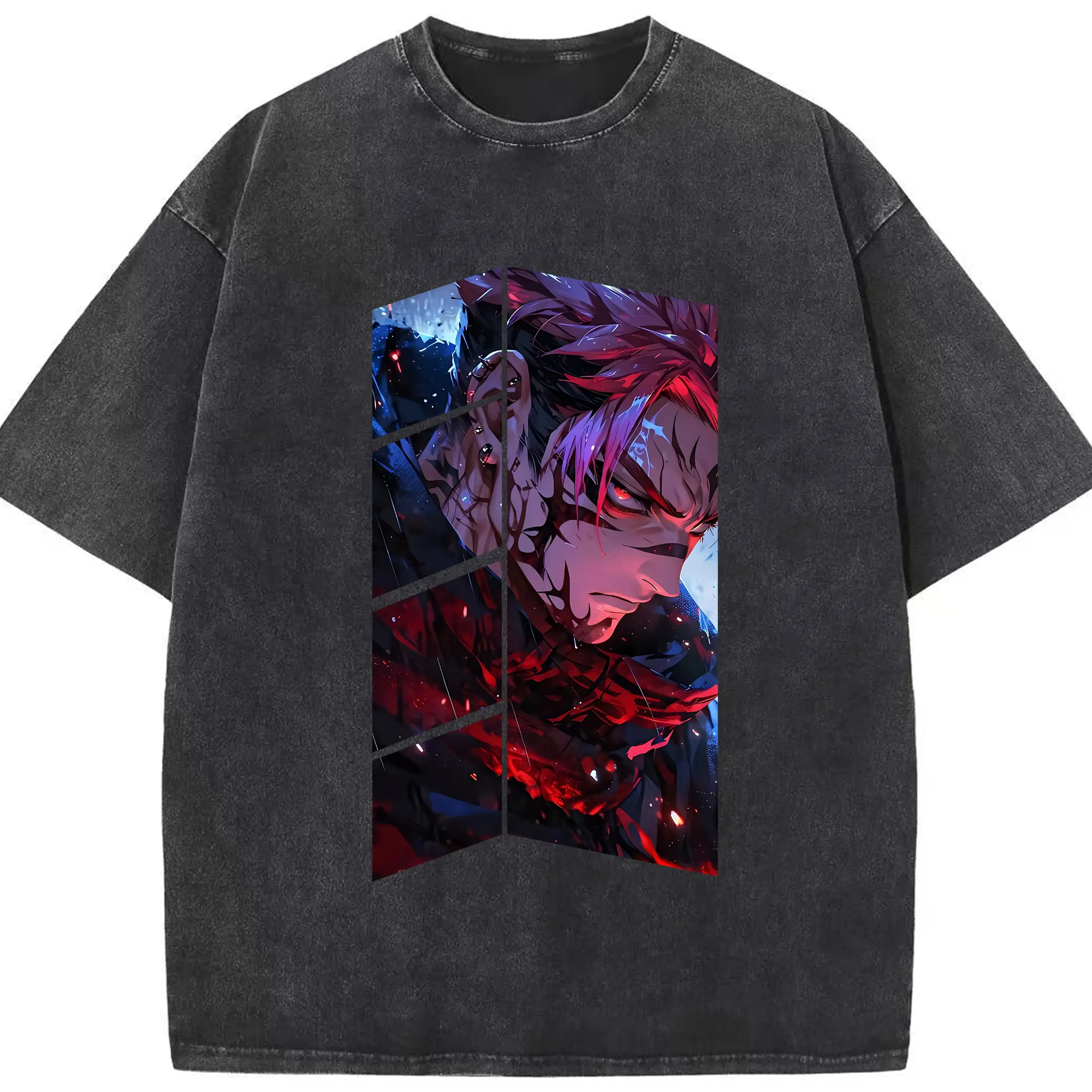 呪術廻戦 グッズ,両面宿儺 - 綿100％ ヴィンテージ風 半袖Tシャツ ・ フロントプリント ・ 柔らか肌触り ・ 通気性 快適 ・ スポーツ カジュアル 外出用