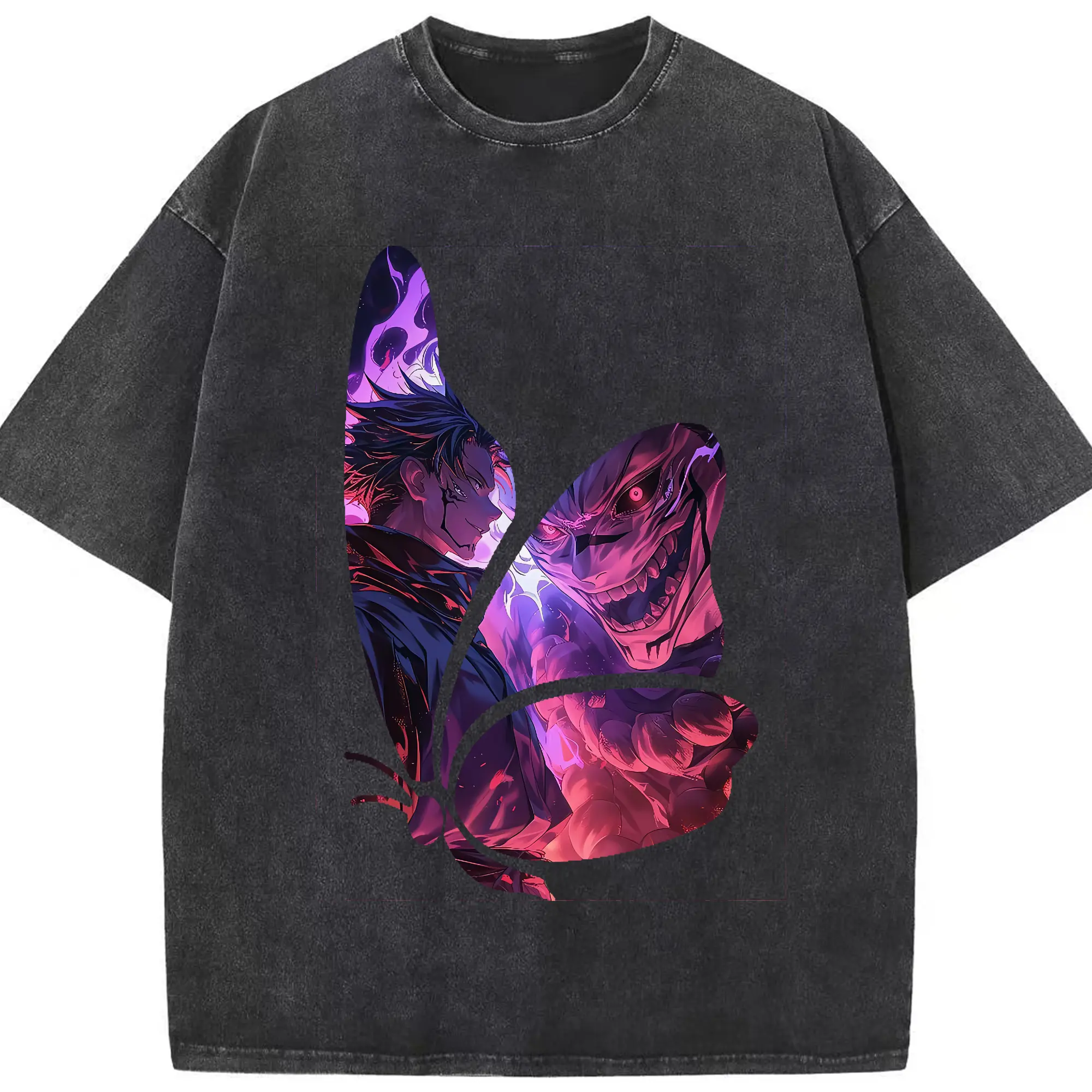 呪術廻戦 グッズ,両面宿儺 - 綿100％ ヴィンテージ風 半袖Tシャツ ・ フロントプリント ・ 柔らか肌触り ・ 通気性 快適 ・ スポーツ カジュアル 外出用